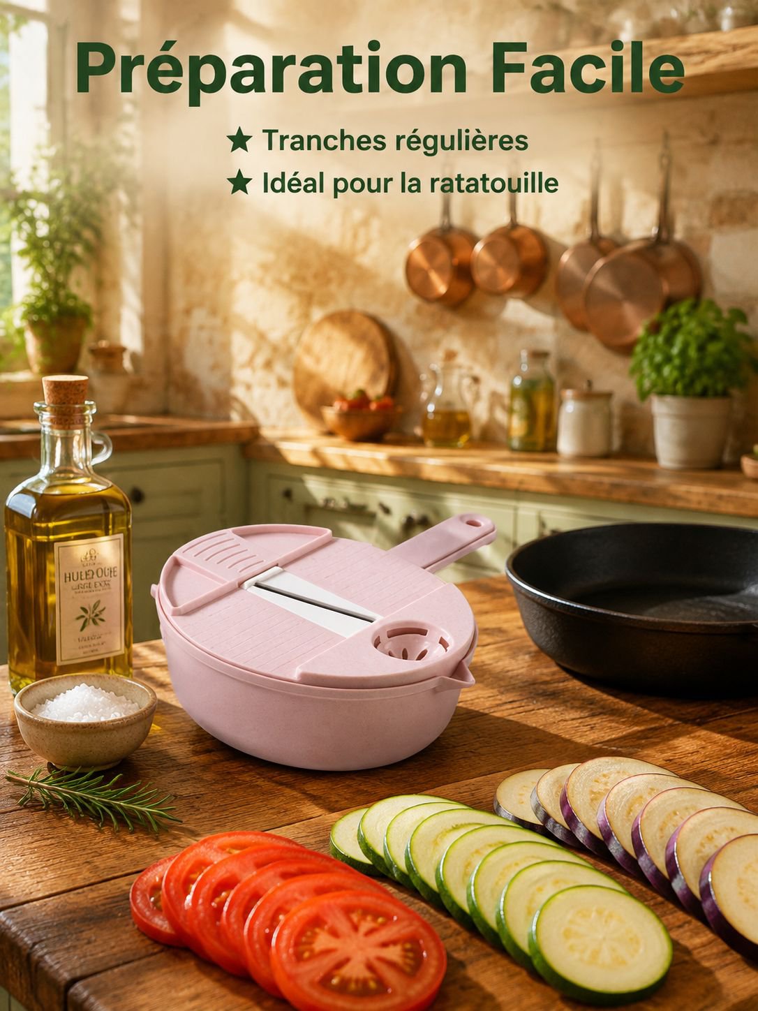 Ensemble multifonction 6 pièces pour légumes - essoreuse, râpe et coupe-légumes