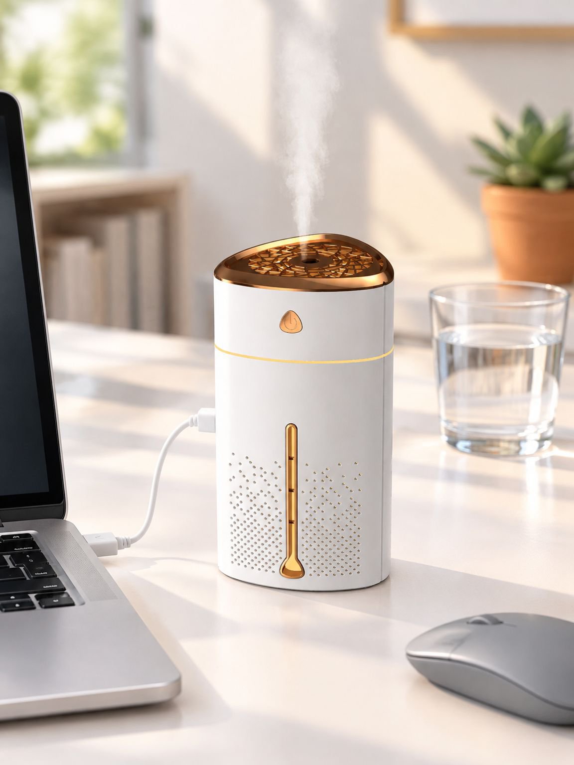 Lámpara de ambiente integrada en el humidificador portátil