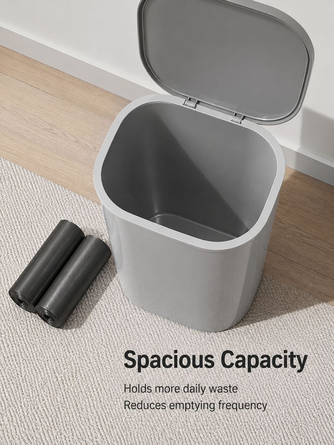 Household trash can with lid, odor-proof, large capacity, squeeze-type storage bin for living room a