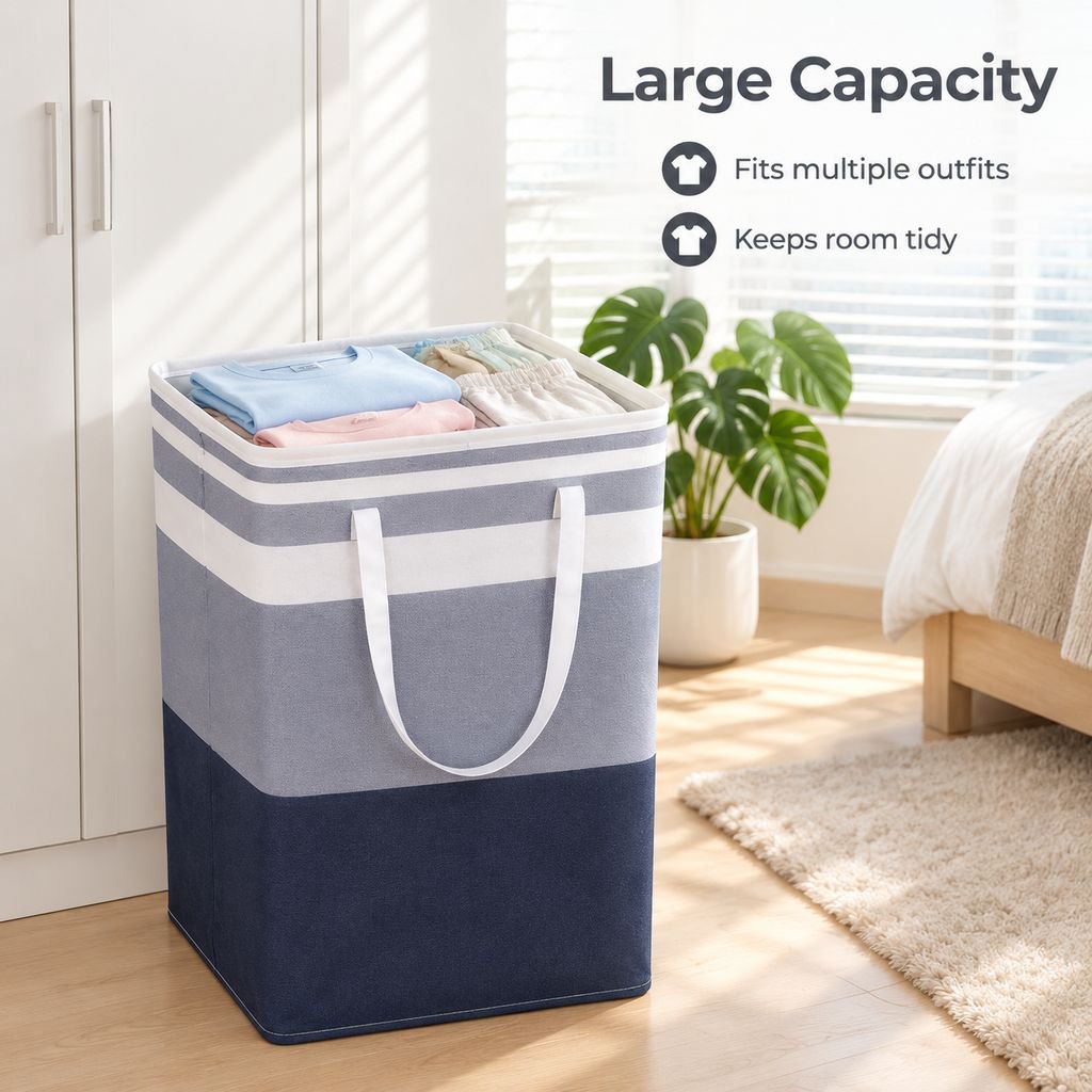 Large Foldable Laundry Basket with Handles