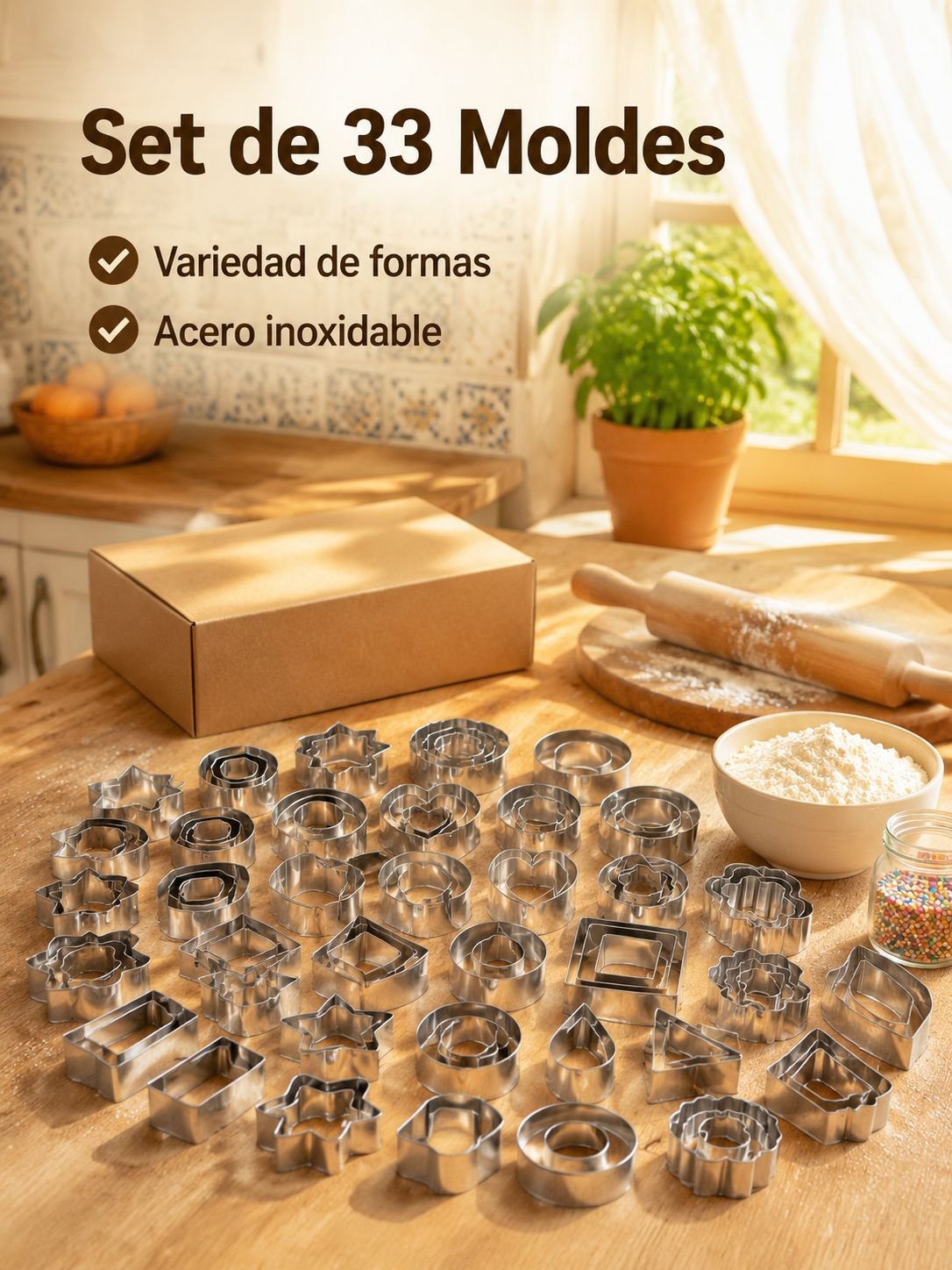 Cortadores de galletas de acero inoxidable, moldes para galletas caseras y pasteles