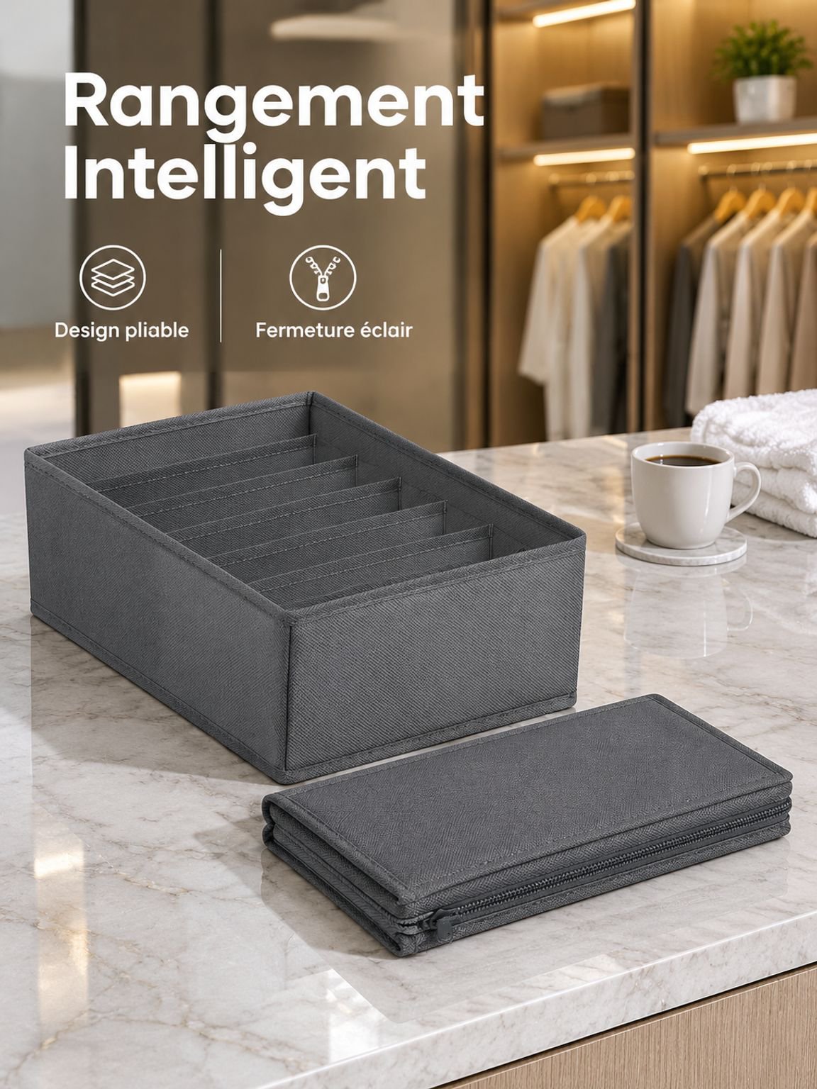 Boîte de rangement compartimentée pour sous-vêtements
