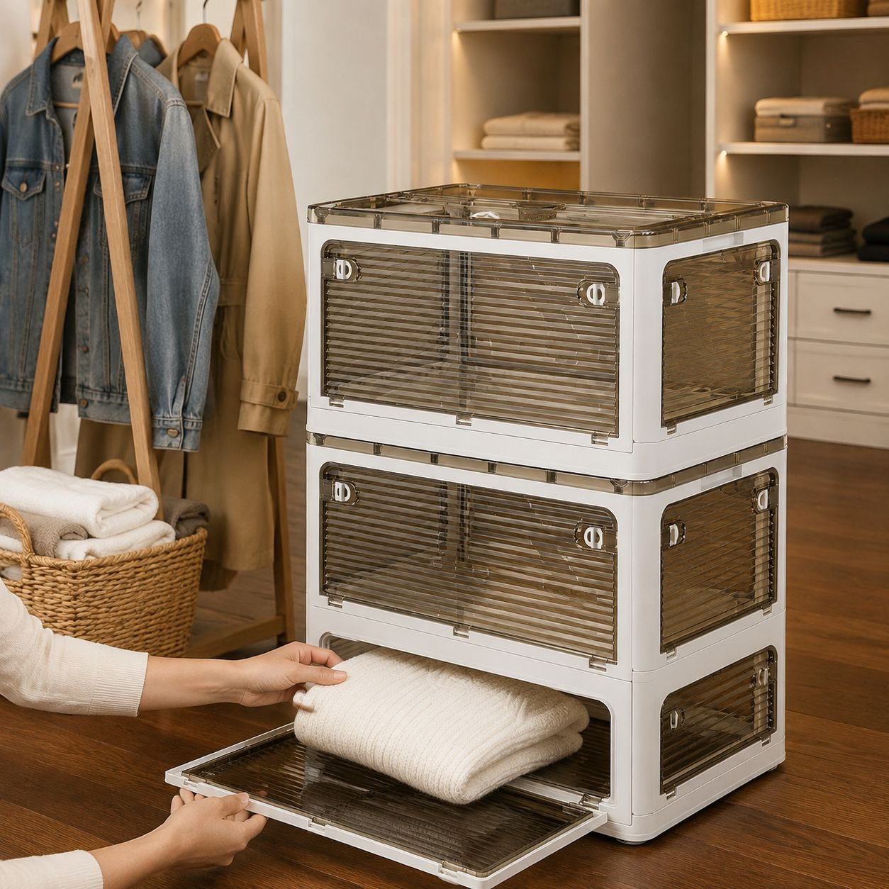 Multifunctional Foldable 5-Door Storage Box with Wheels, Suitable for Clothes, Toys, and Sundries