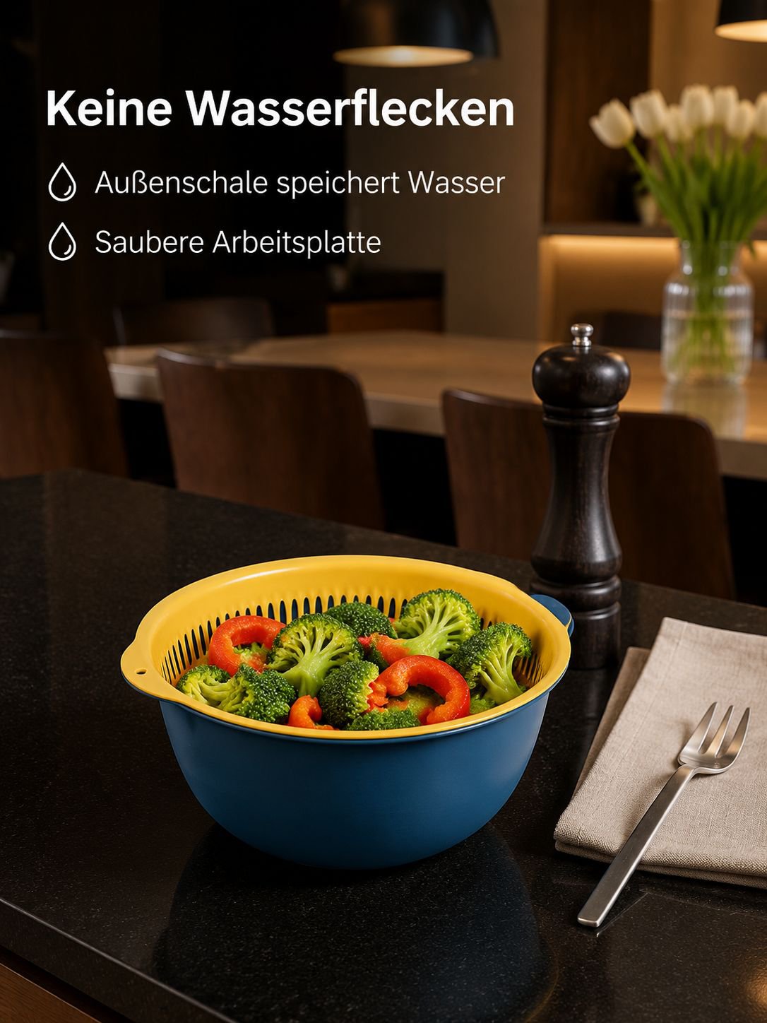 Praktischer Abtropfkorb für Obst Gemüse und Salate