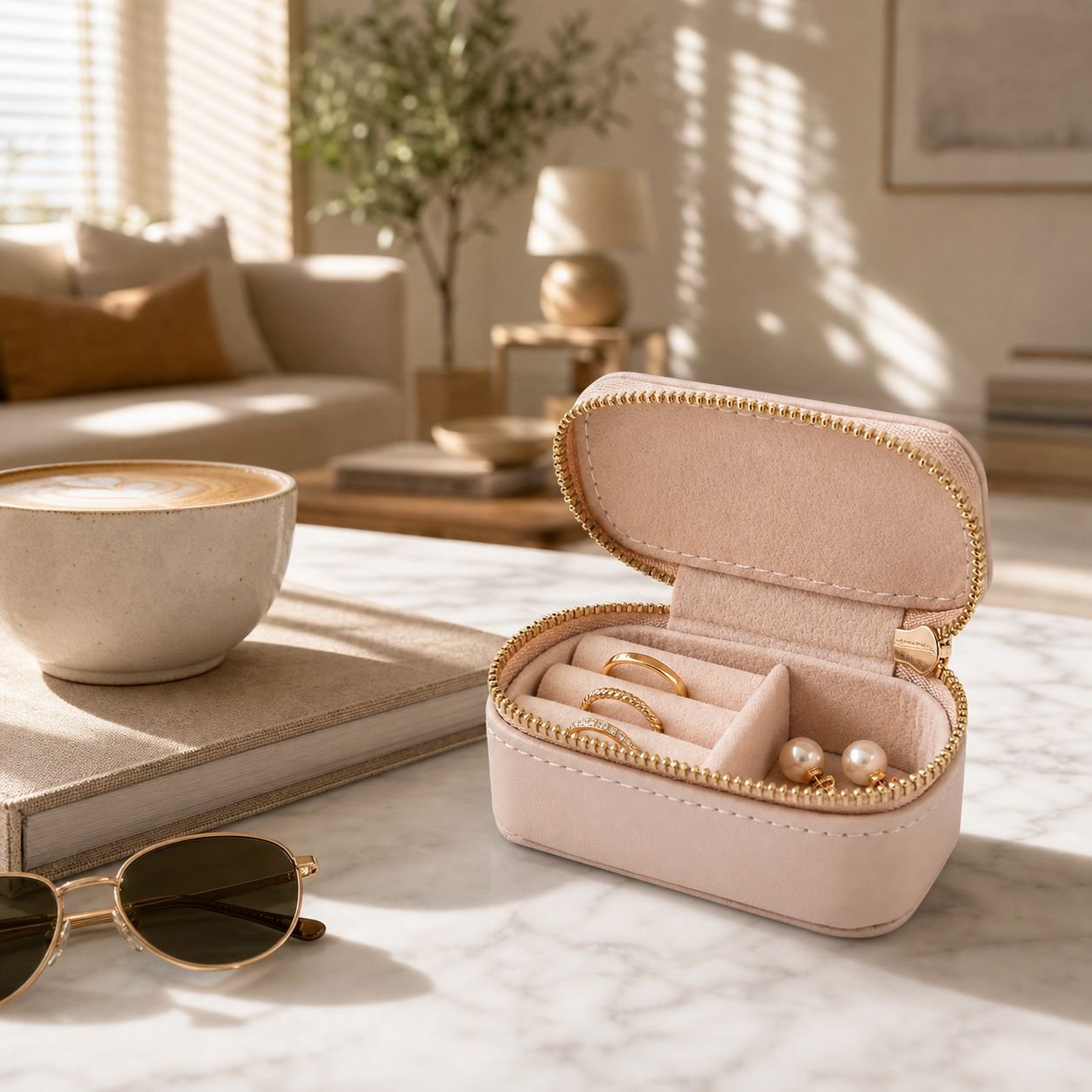 Portable Mini Jewelry Box, Travel Earring & Ring Organizer, Lightweight Luxury Design