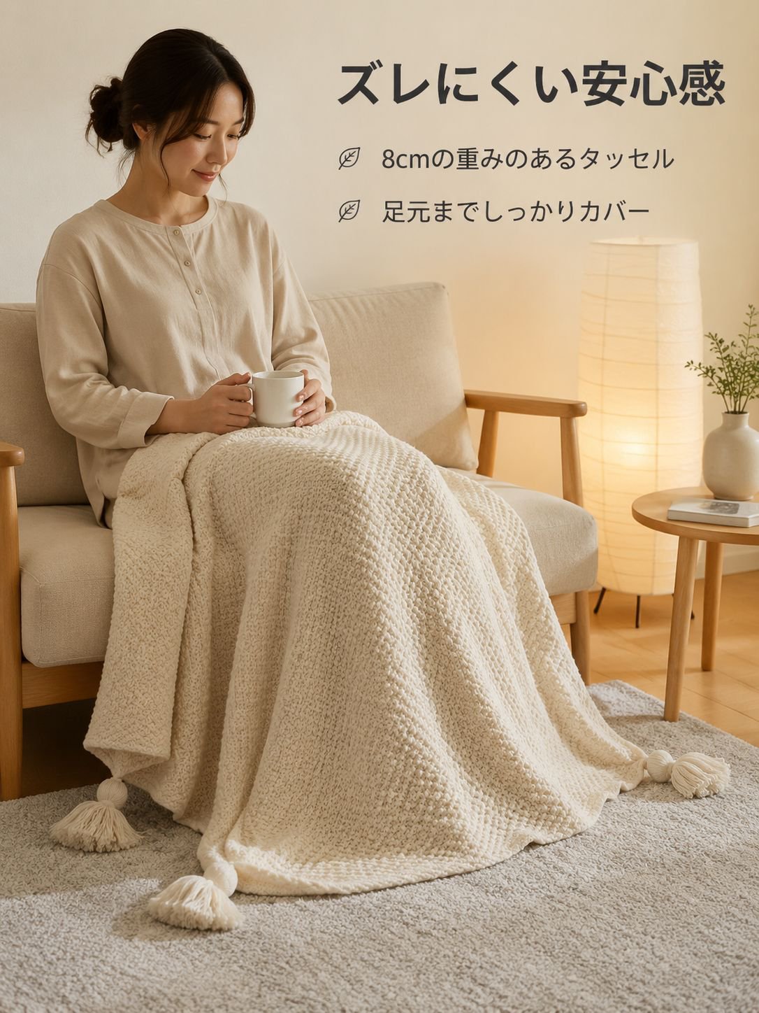 タッセル付きブランケット