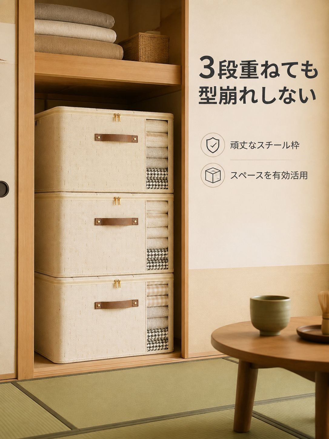 新型天山麻二重窓ジッパーボックス布団収納ボックス