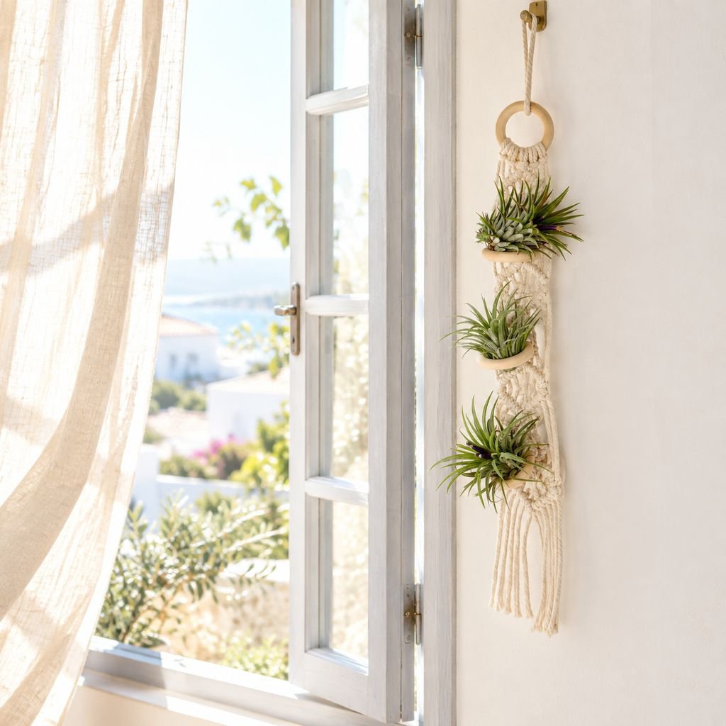 Tapiz de soporte de flores de planta de piña de aire Simple, cesta de flores colgante tejida a mano,