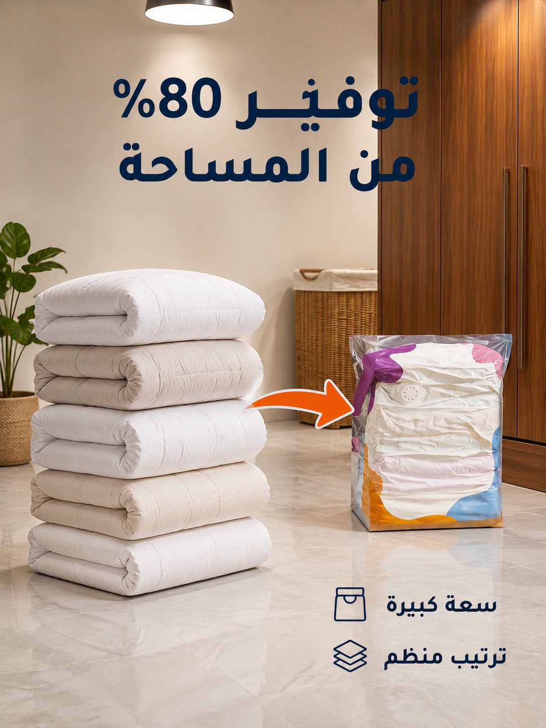 أكياس تخزين ثلاثية الأبعاد ومضادة للتجعد بتفريغ هواء