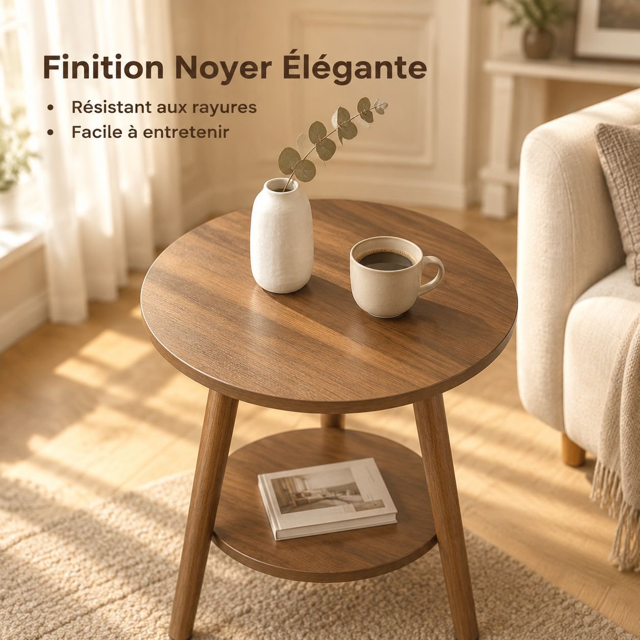 Petite table ronde d’appoint pour salon et balcon
