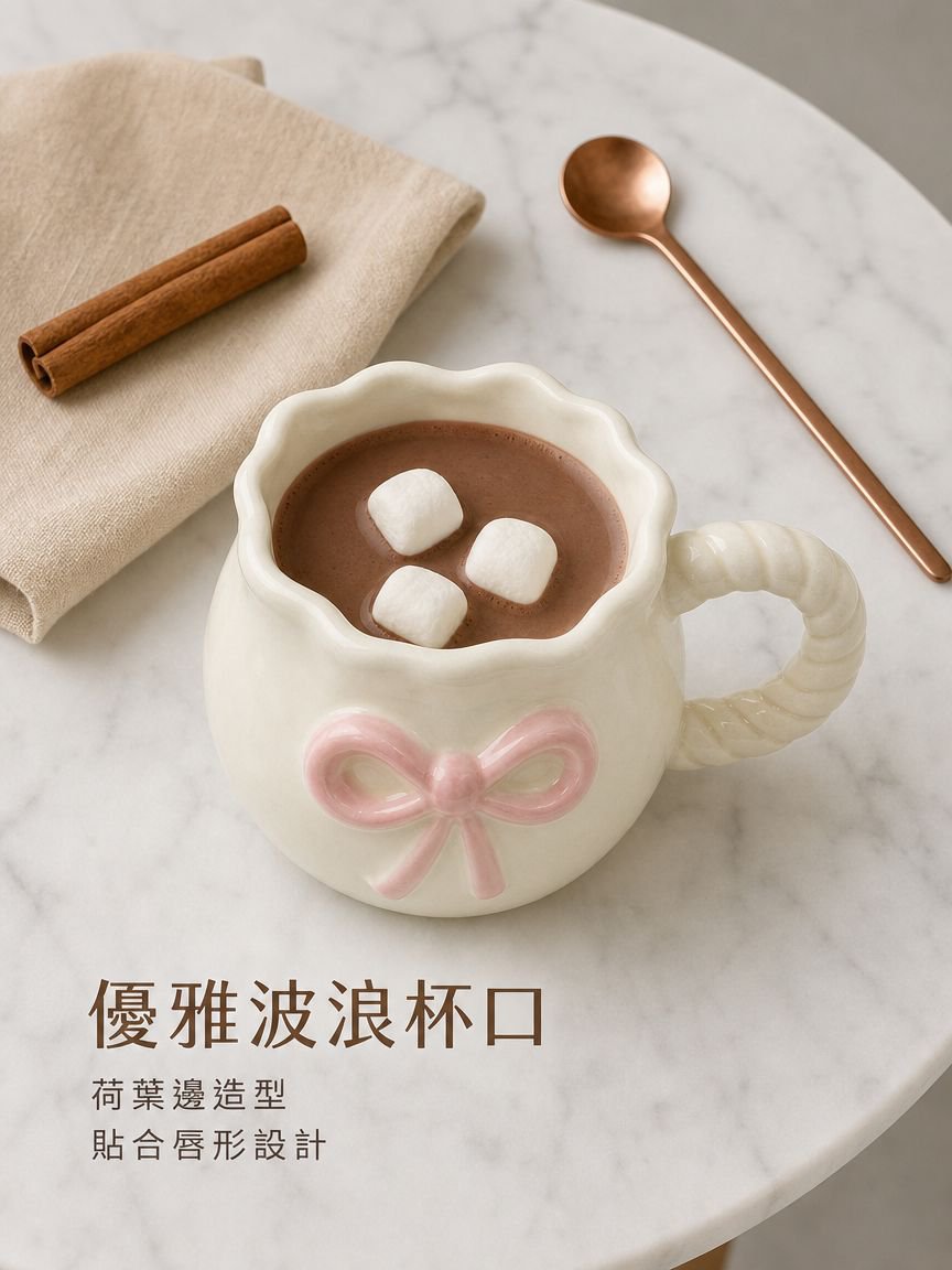 創意手工蝴蝶結陶瓷杯
