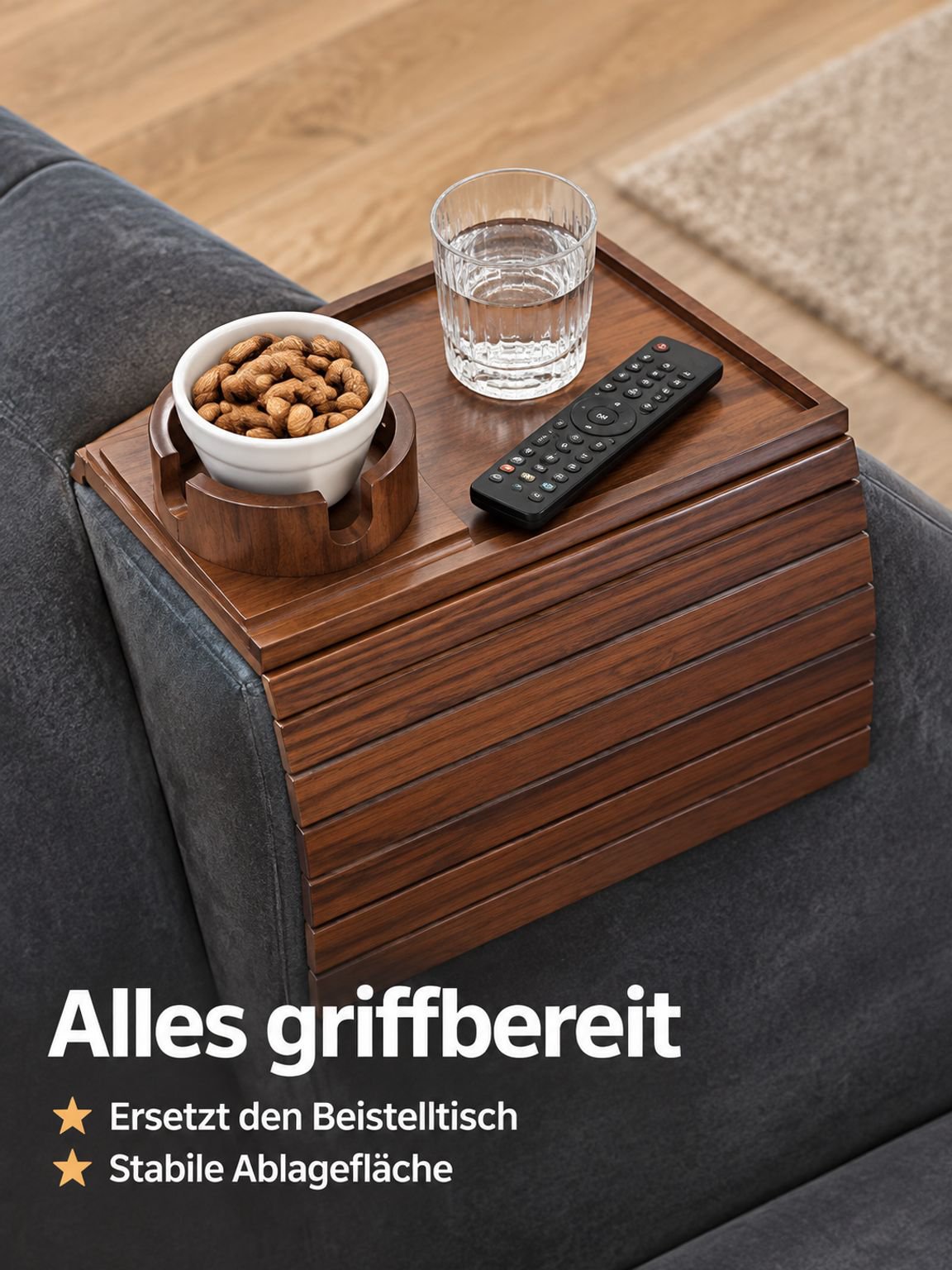 Armlehnen-Ablage aus Holz für Sofas