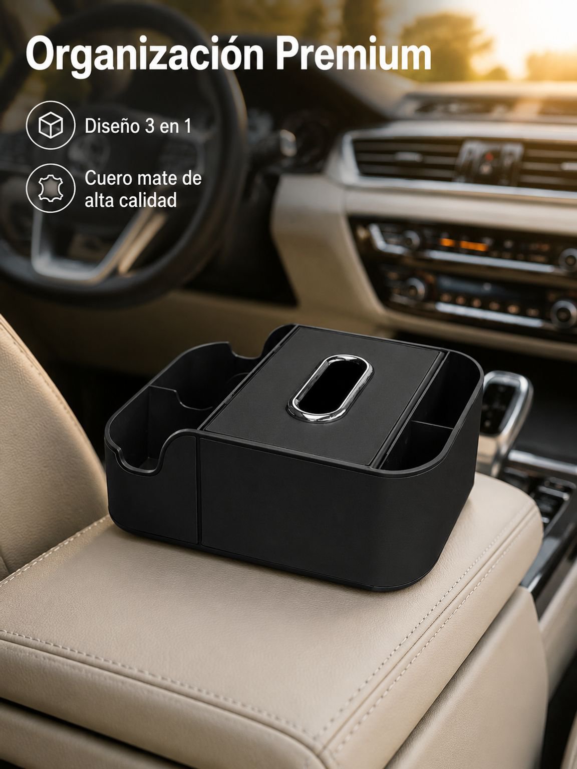Caja de pañuelos multifuncional para coche