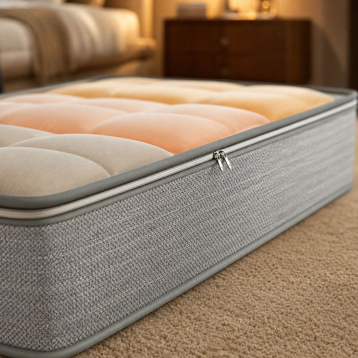 Under Bed Rolling Storage Drawer Clothes and Quilt Organizer