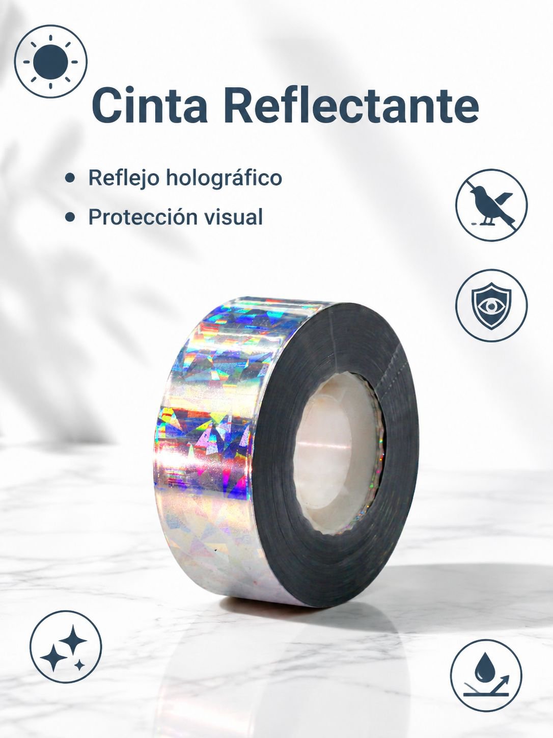 Cinta reflectante anti-pájaros para huertos y balcones, tiras láser repelentes de aves