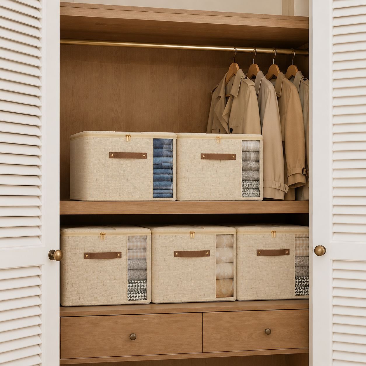 Breathable fabric organizer for quilts and linens