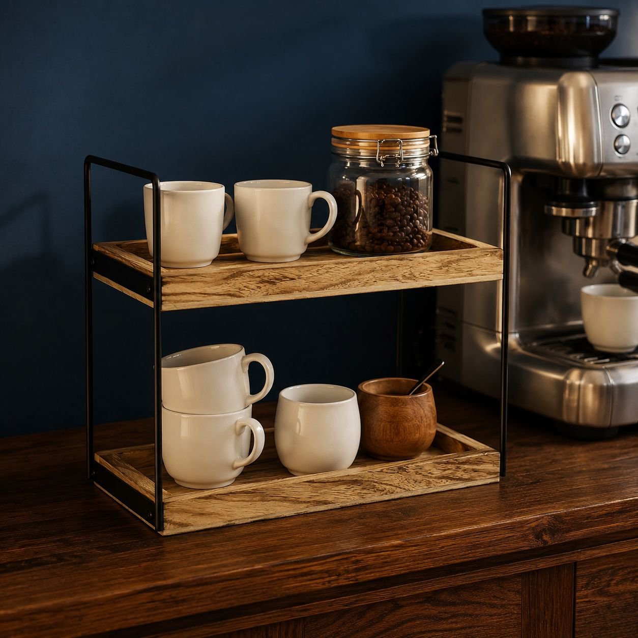 Countertop Organizer Rack, Kitchen & Bathroom Spice and Cosmetic Shelf