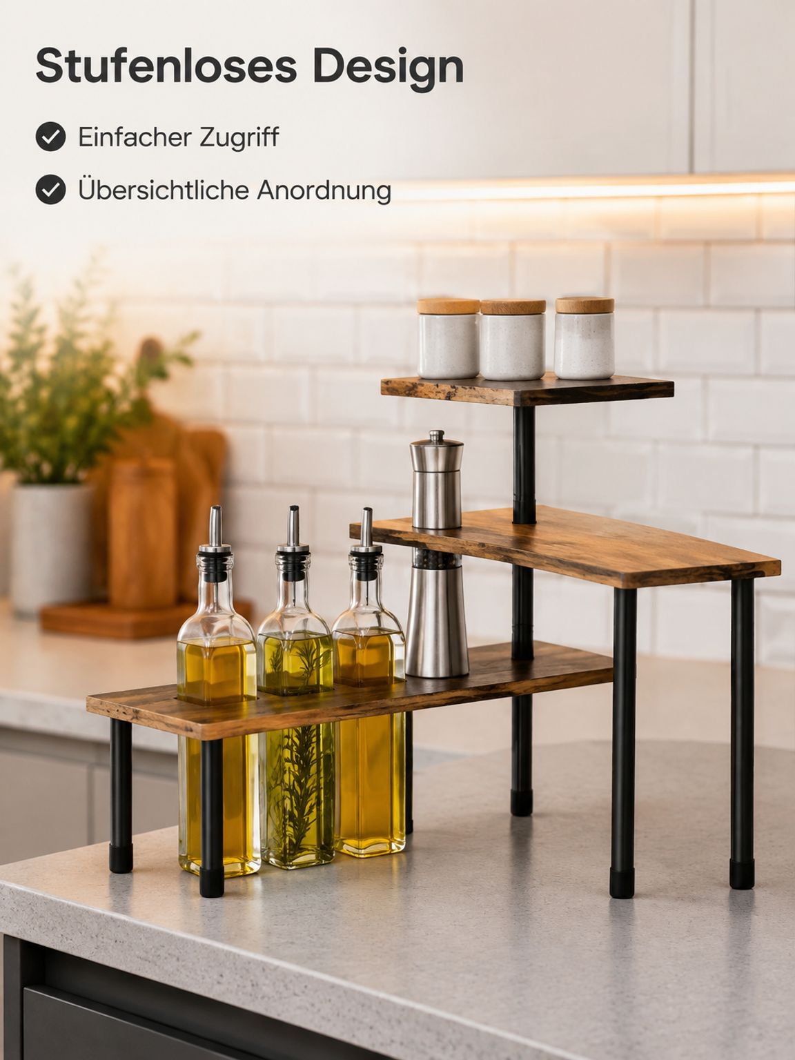Platzsparendes Eckregal für Küchenutensilien