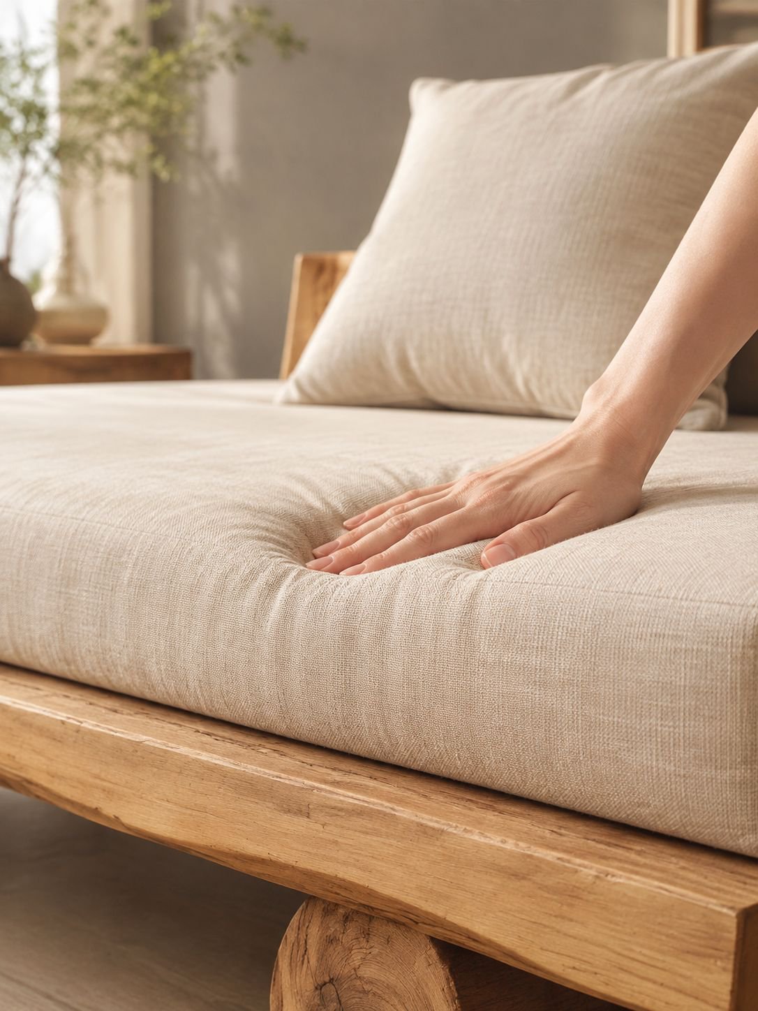 Fauteuil en bois massif style naturel, chaise de salon pour balcon