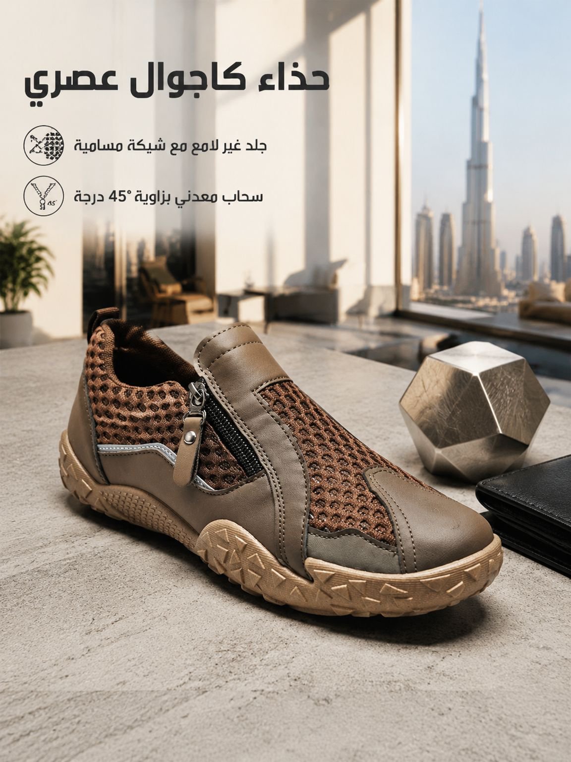 حذاء رجالي شبكي صيفي كاجوال مضاد للانزلاق