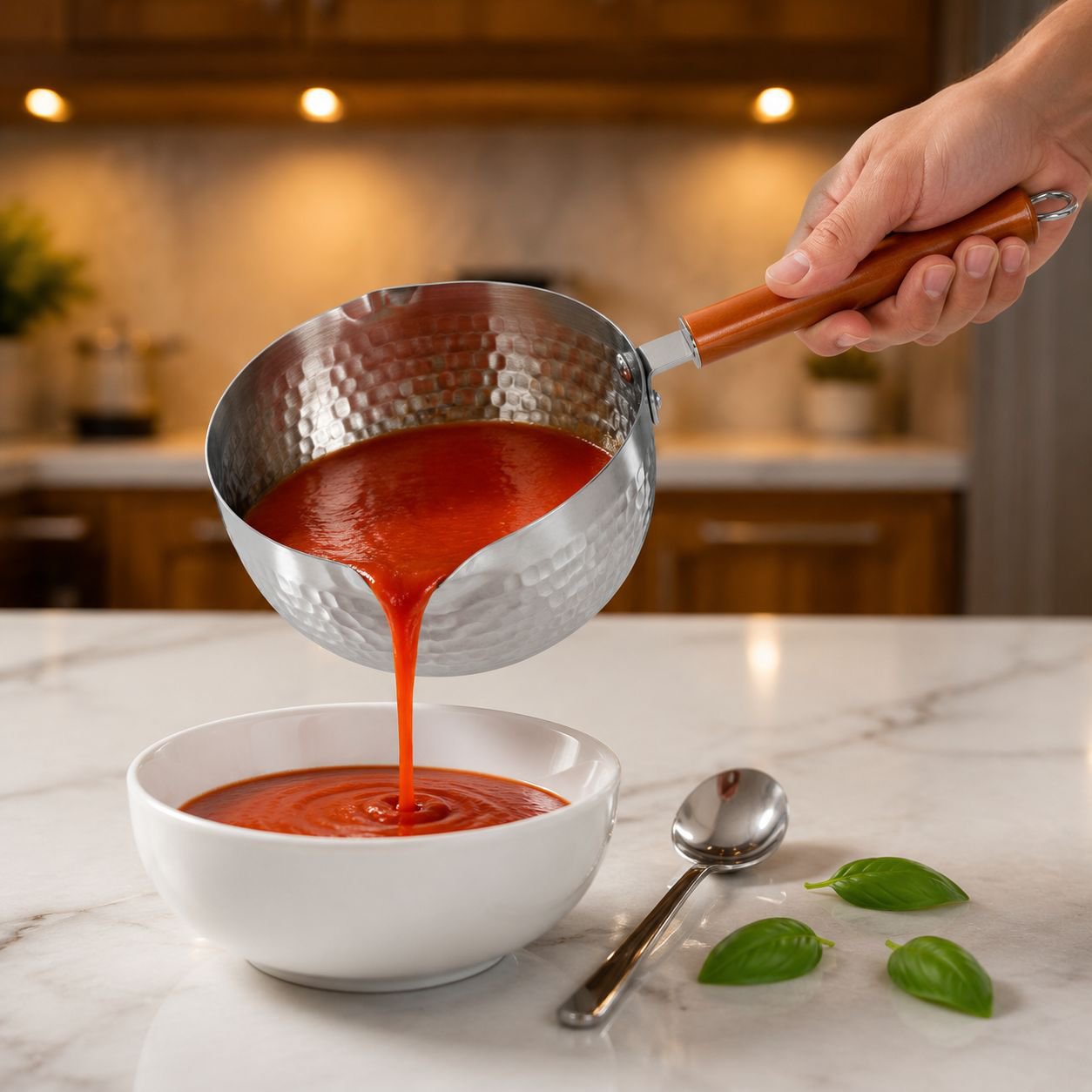 Stacked view of multi-piece uncoated pot set