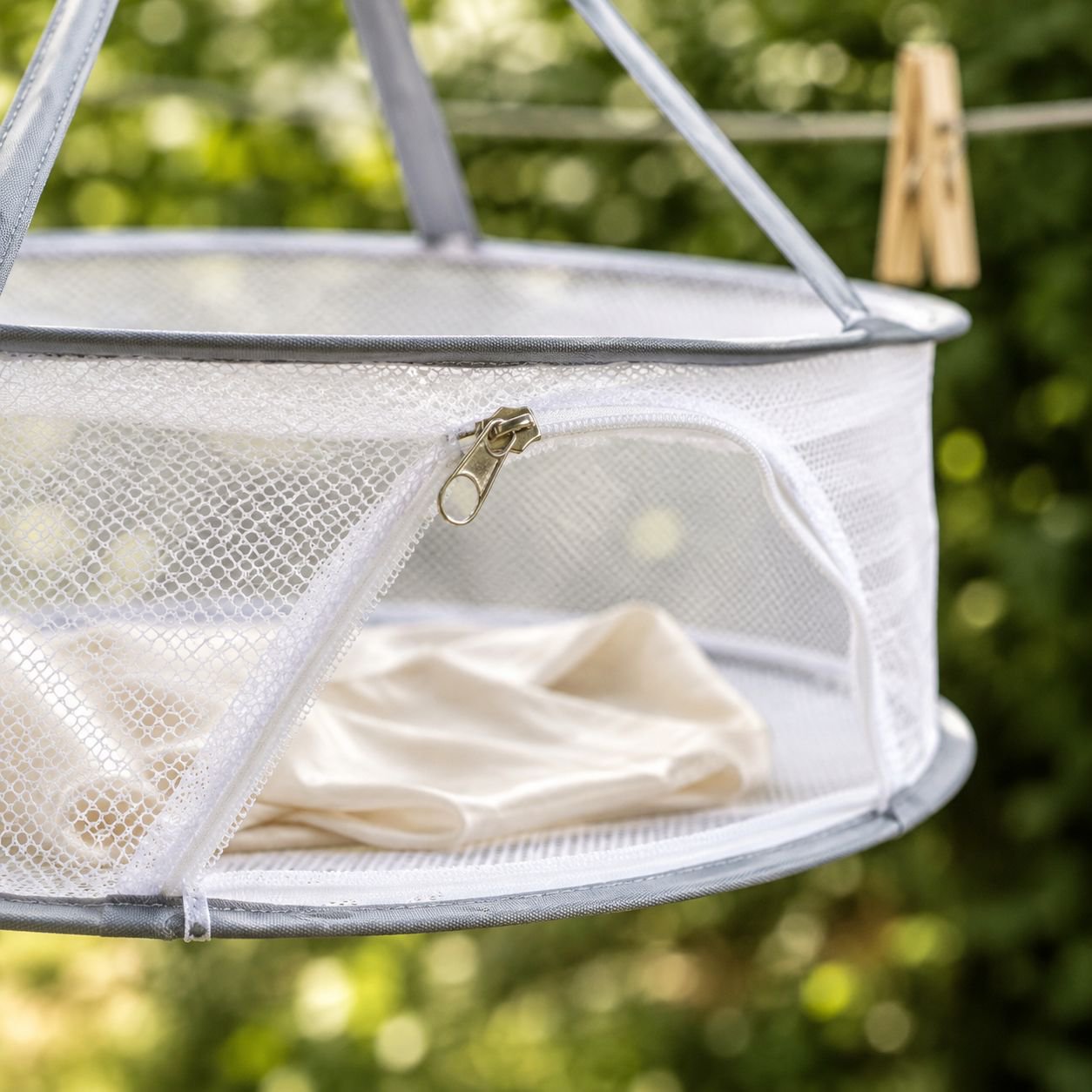 Windproof Laundry Drying Basket with Zipper