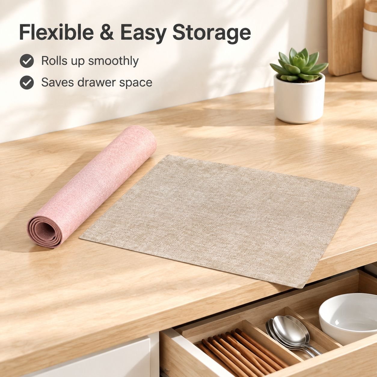 Nordic Linen Texture PU Leather Placemat Waterproof Heat Resistant Dining Table Mat