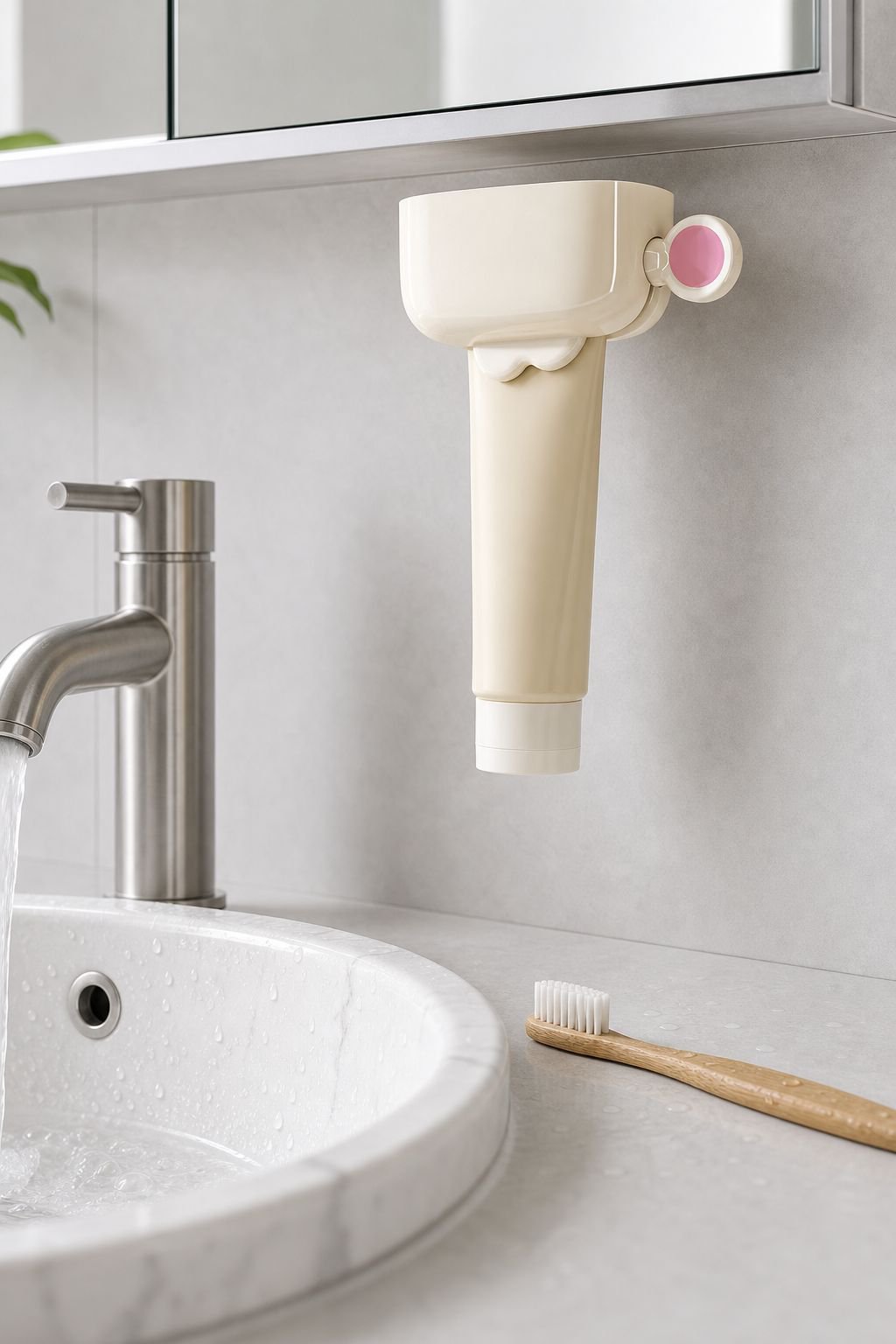 Rangement mural pour dentifrice et nettoyant visage