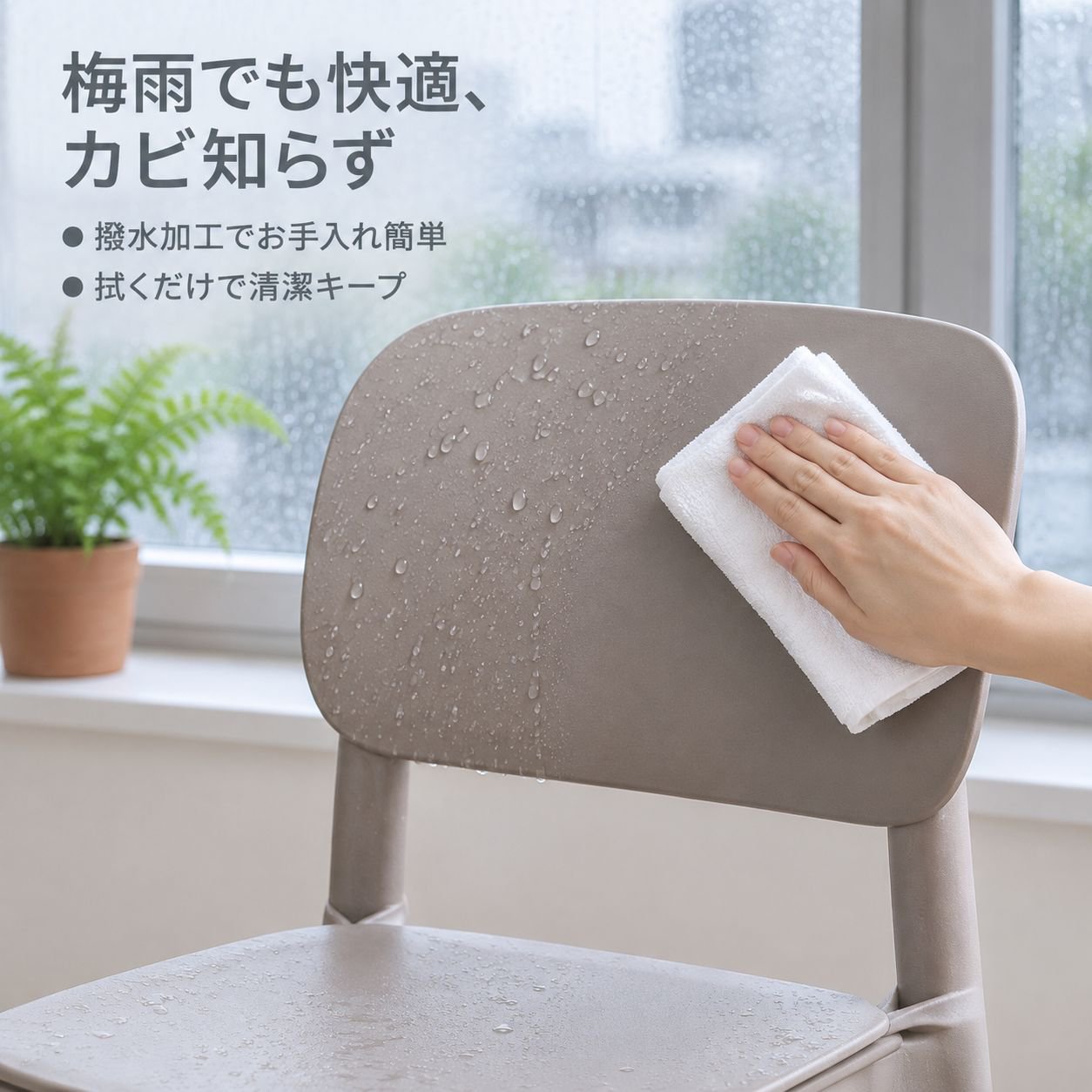 家庭用・厚手プラスチック製背もたれ付きダイニングチェア