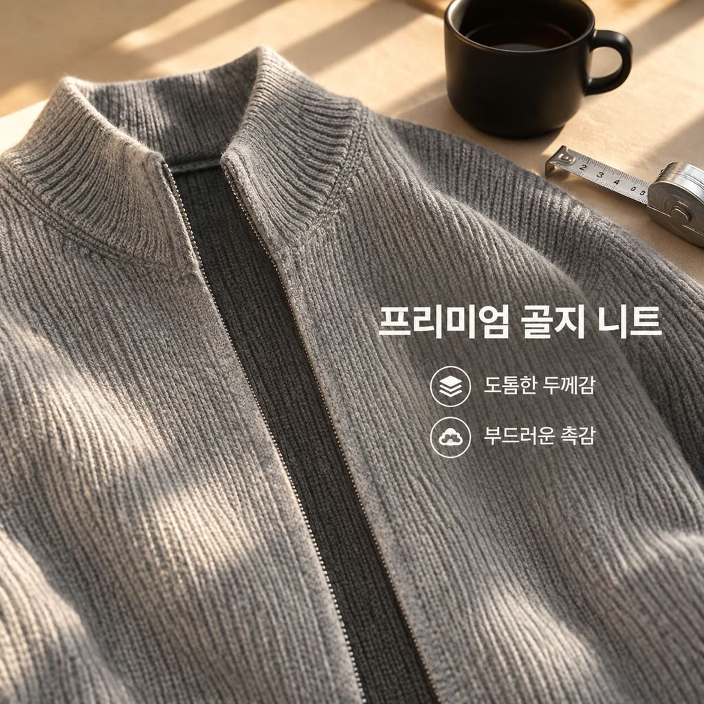 남성용 이중 지퍼 니트 가디건
