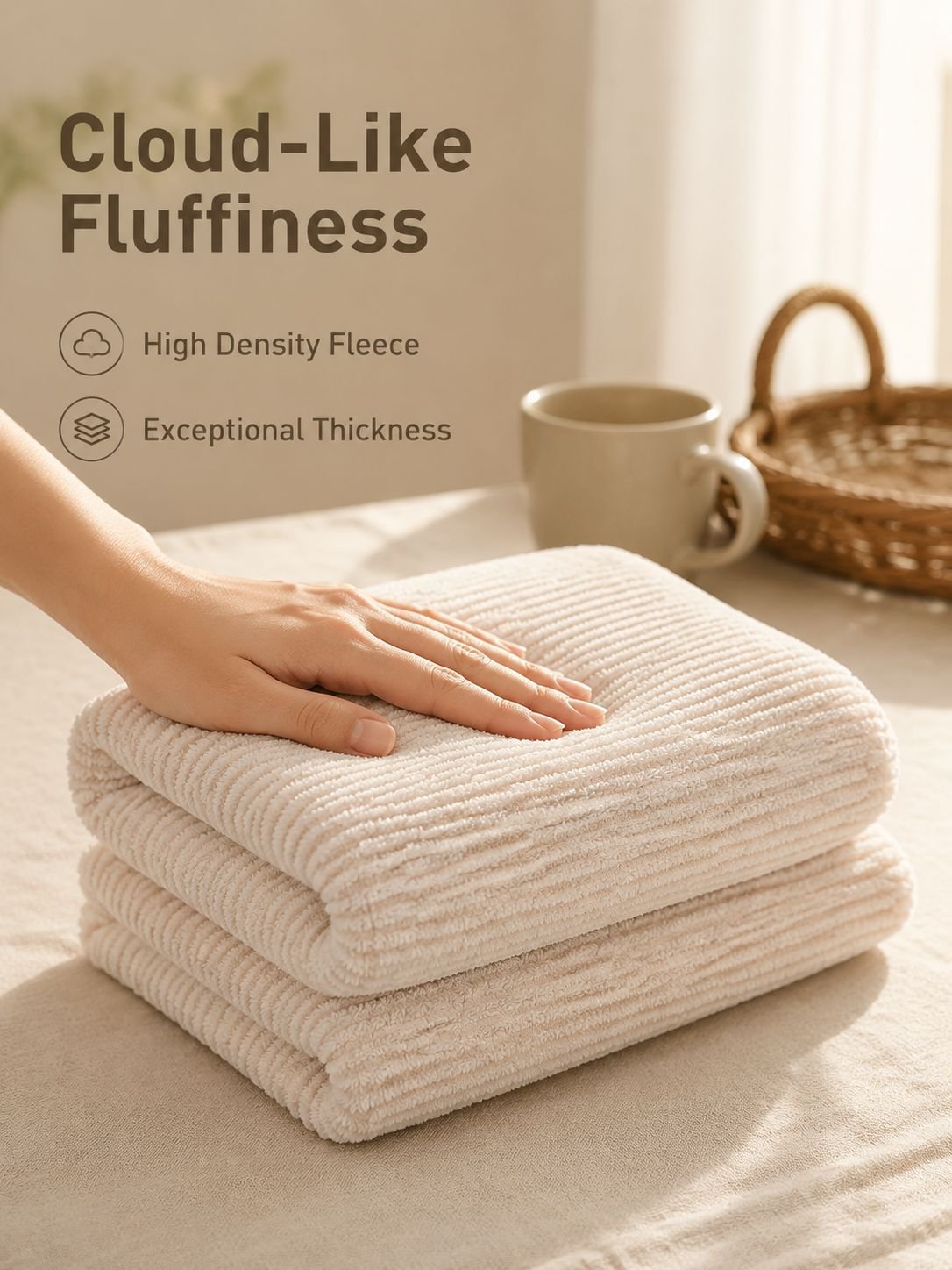 Close-up view of the ultra-fine coral fleece towel fabric