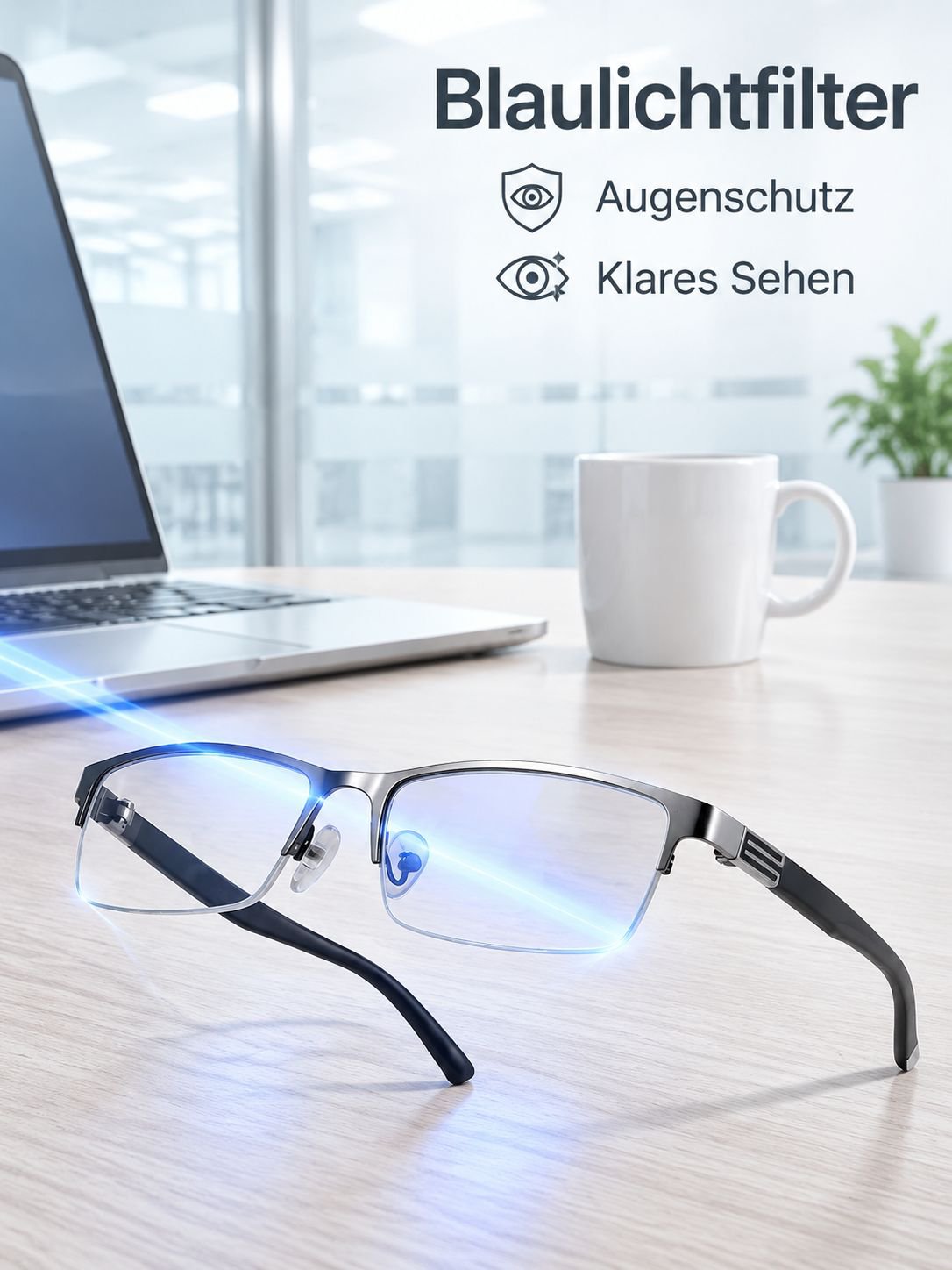 Ultraleichte halbrandige Blaulichtfilter-Brille für Kurzsichtige