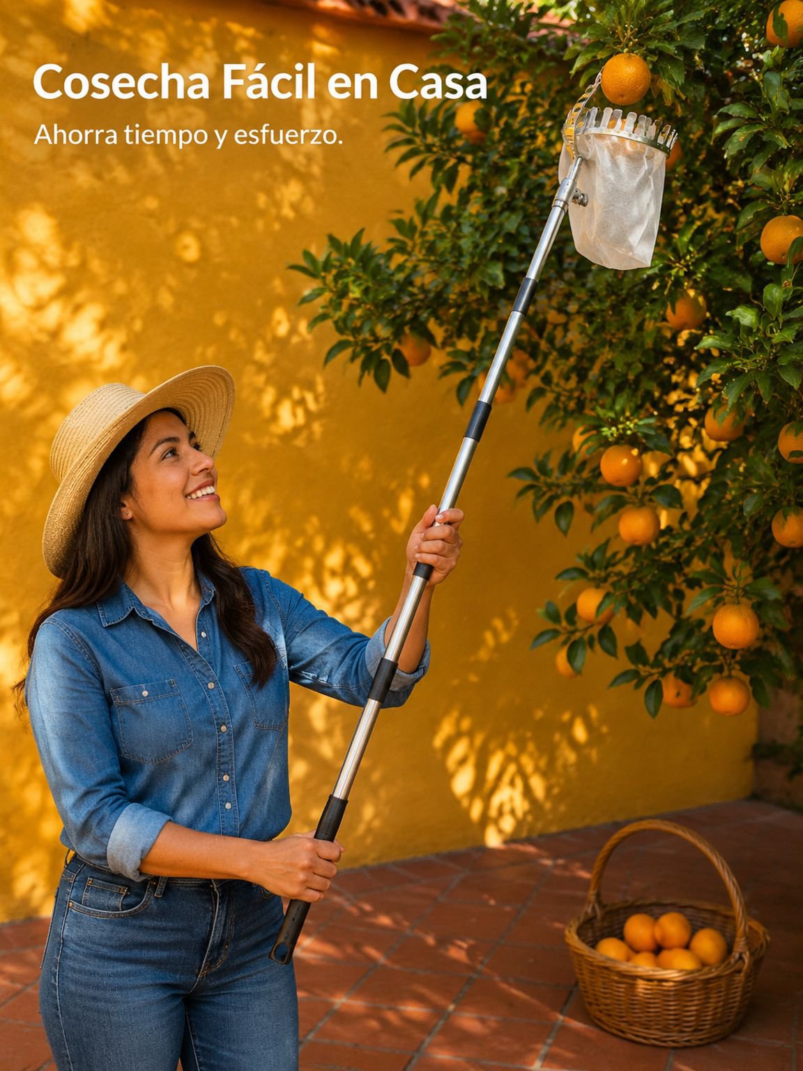 JMY-Autumn New Design High Branch Fruit Picker 4m Telescopic Fruit Picker with Fruit Collection Net,
