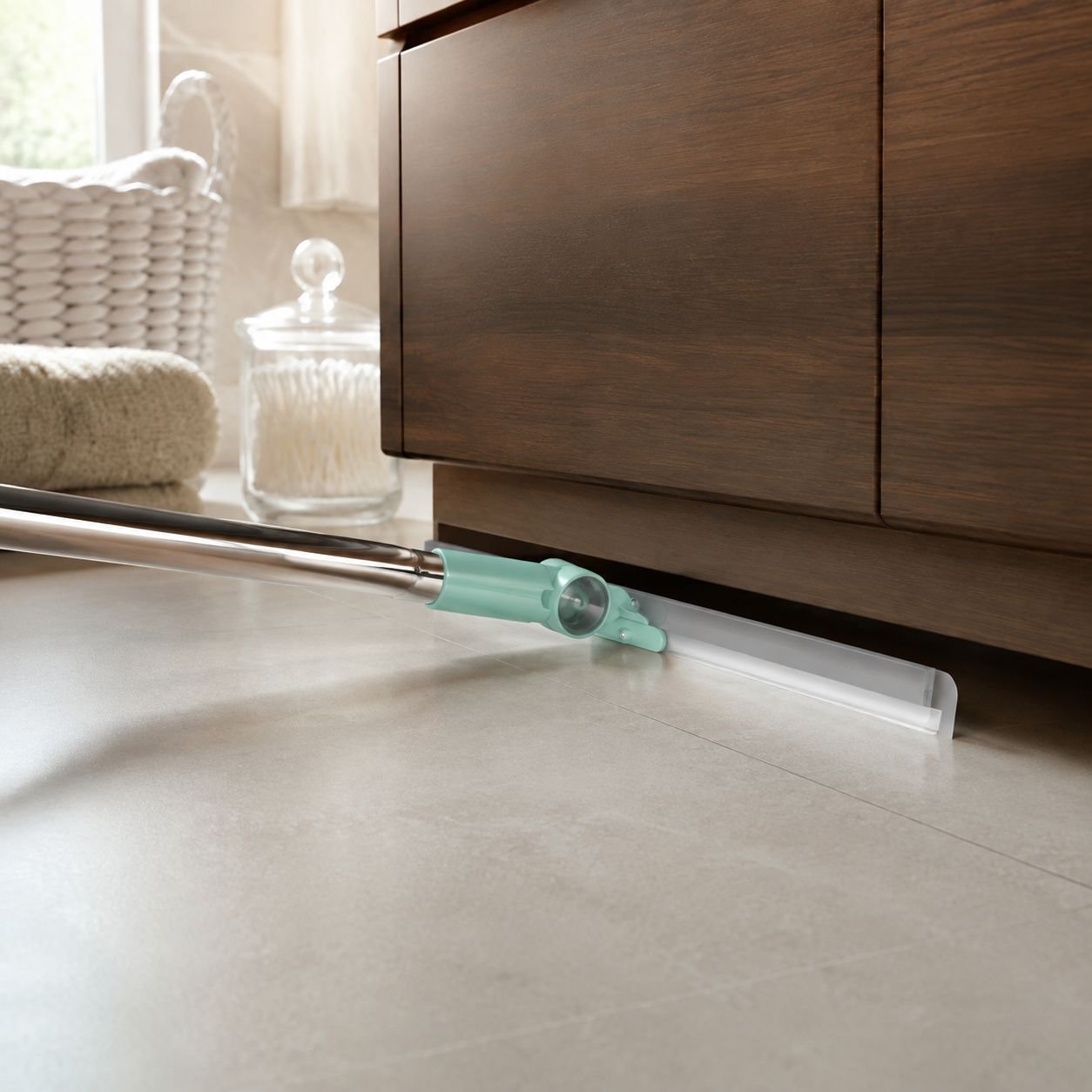 Durable silicone broom for bathroom floor cleaning