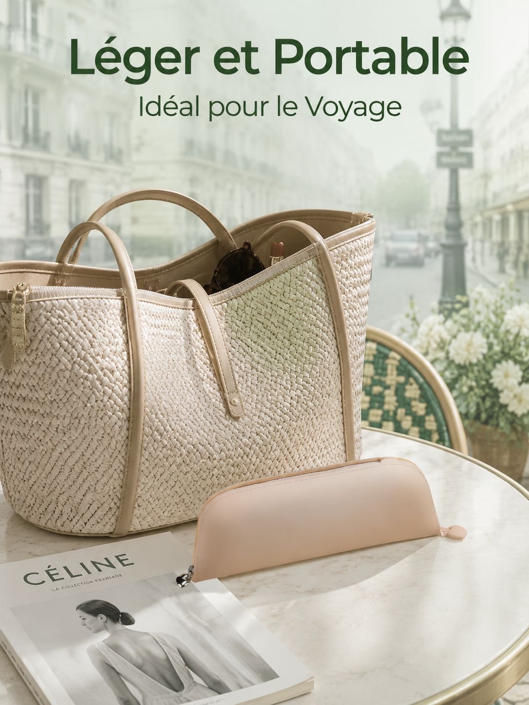 Pochette à pinceaux de maquillage en silicone imperméable avec fermeture éclair, portable
