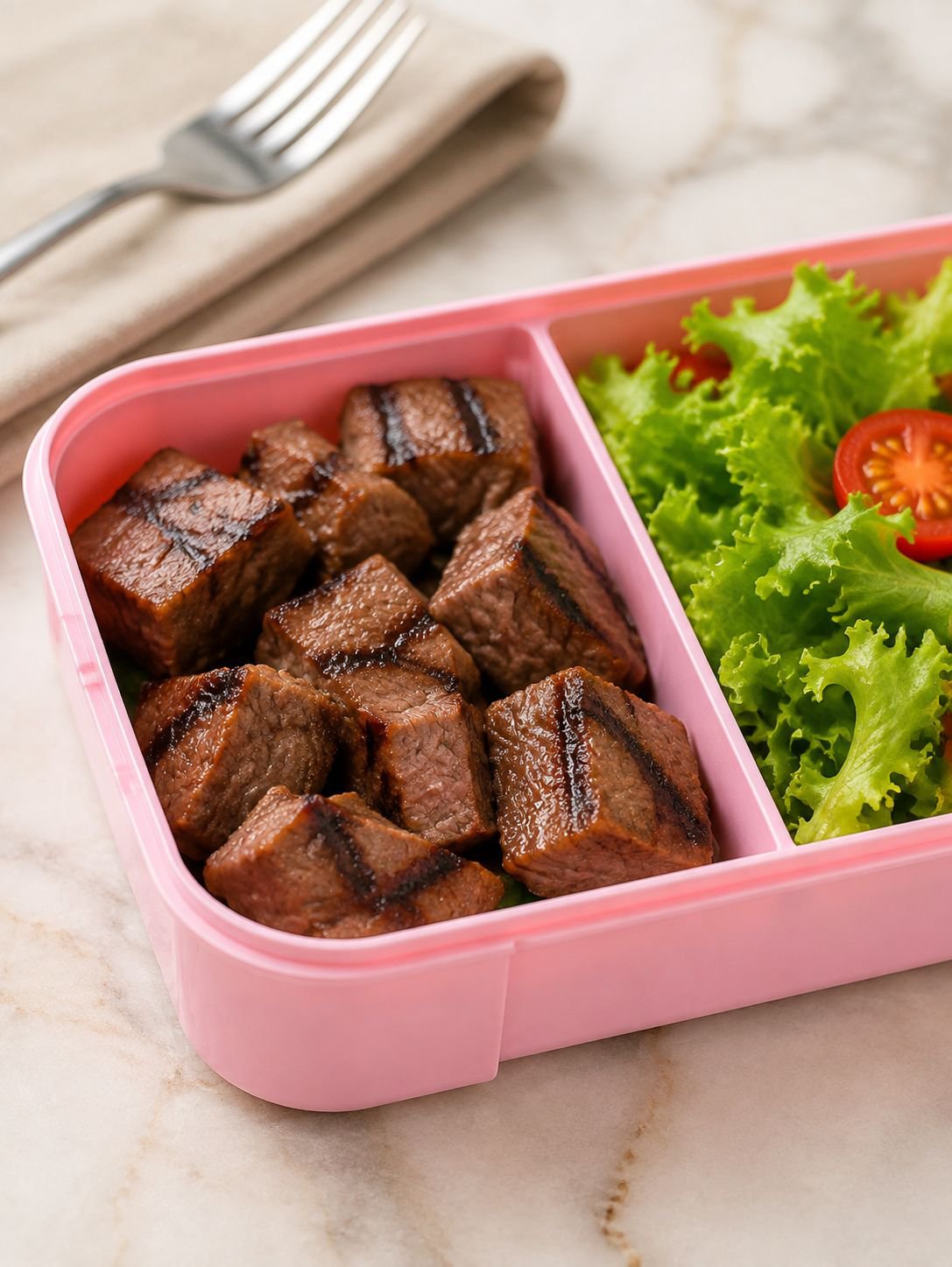 Praktische lunchbox met inbegrepen bestek