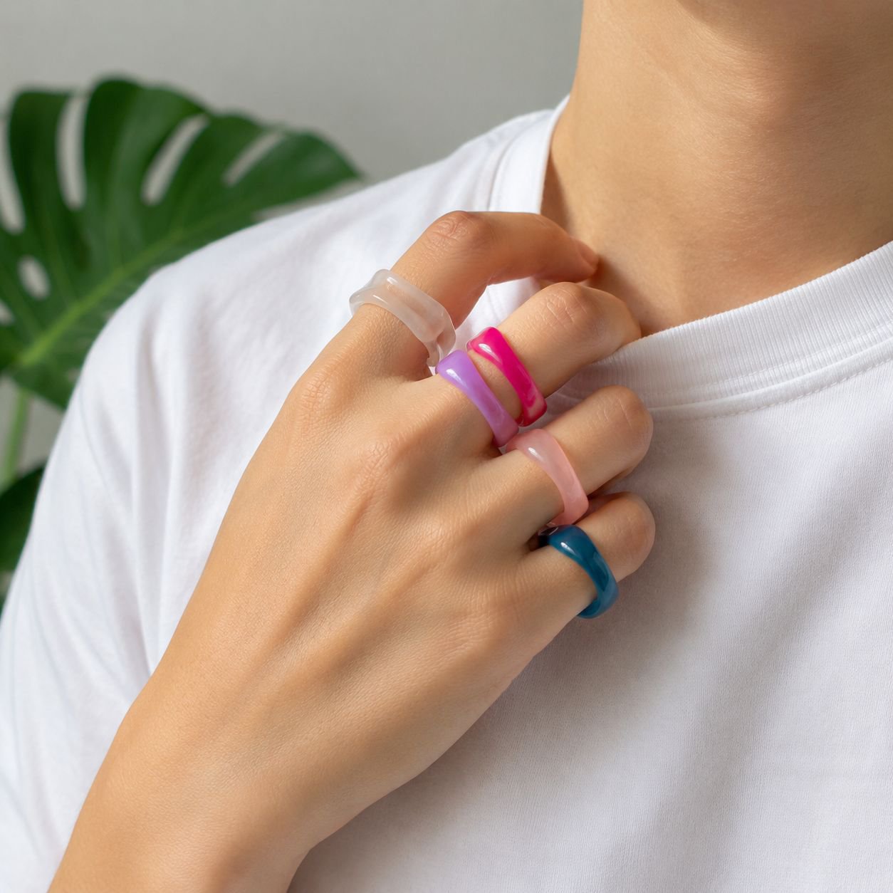 Niche High-End Style Resin Ring, Geometric Design, Artistic Index Finger Ring