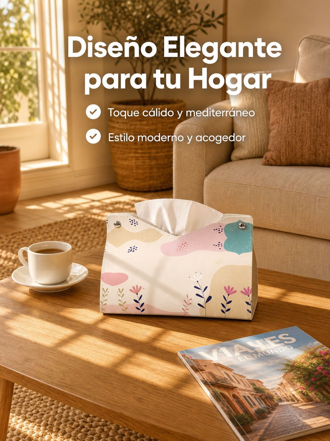 Caja de pañuelos de cuero para el hogar