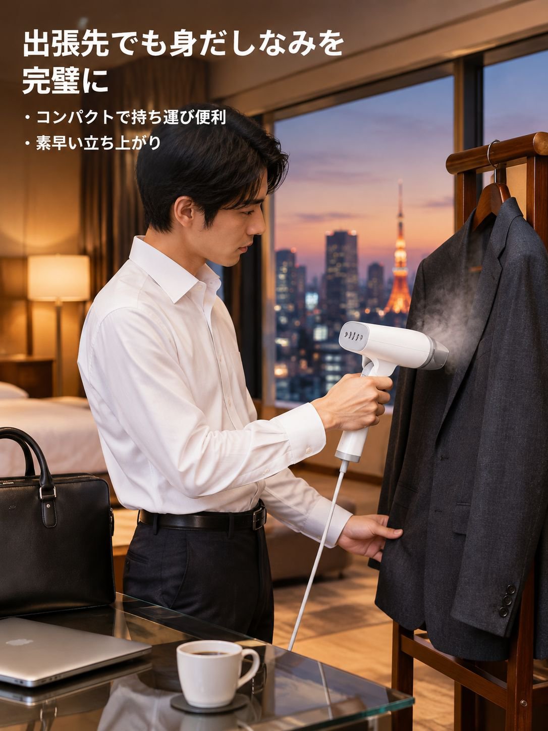 折りたたみ式衣類スチーマー、ハンディタイプ
