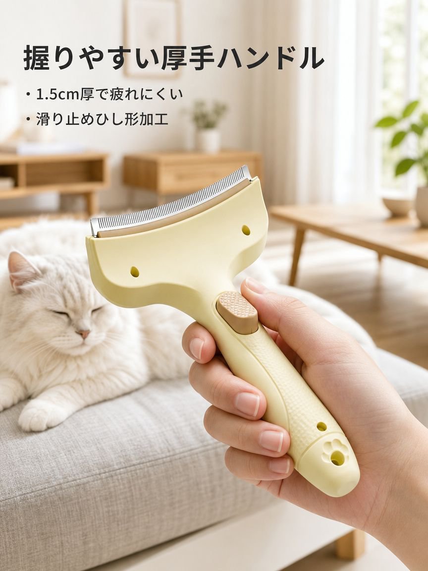 ペット用抜け毛ブラシ 犬猫兼用 グルーミングコーム