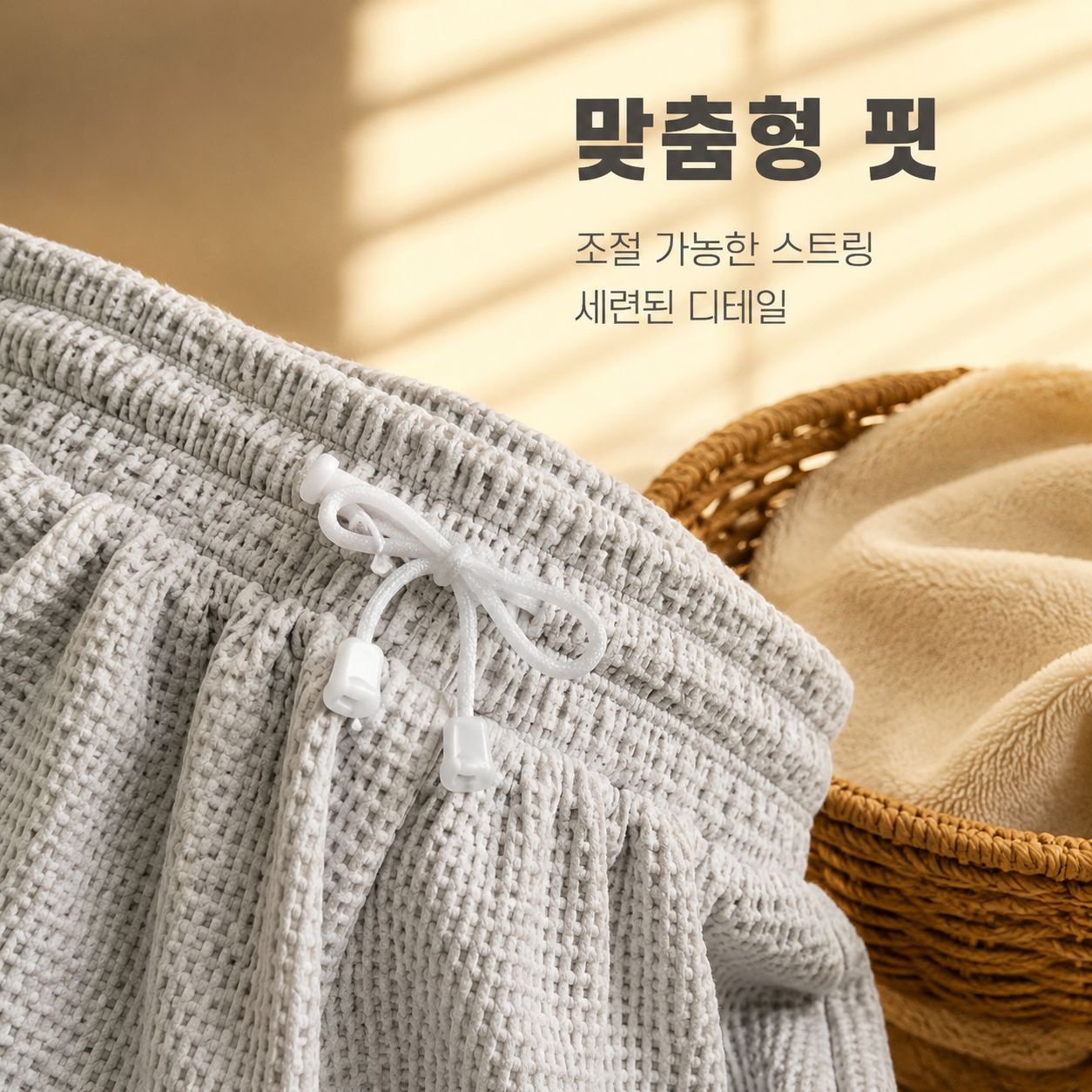 봄/여름용 얇은 와플 니트 루즈핏 스포츠 반바지