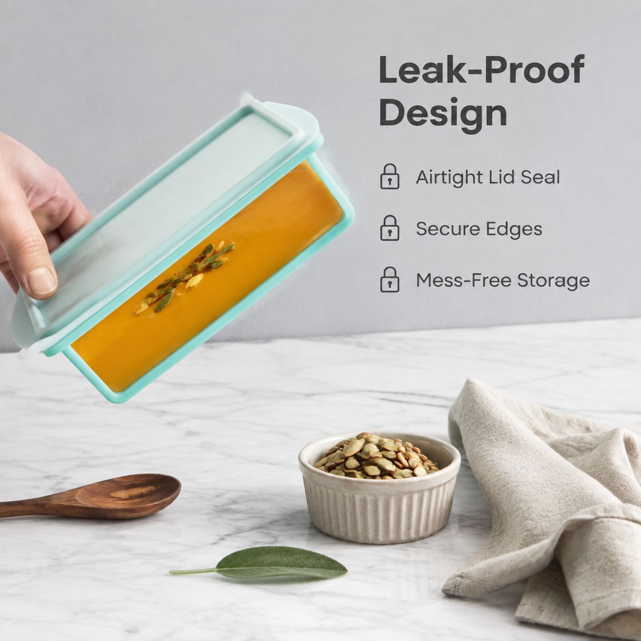 Silicone freezer food storage containers