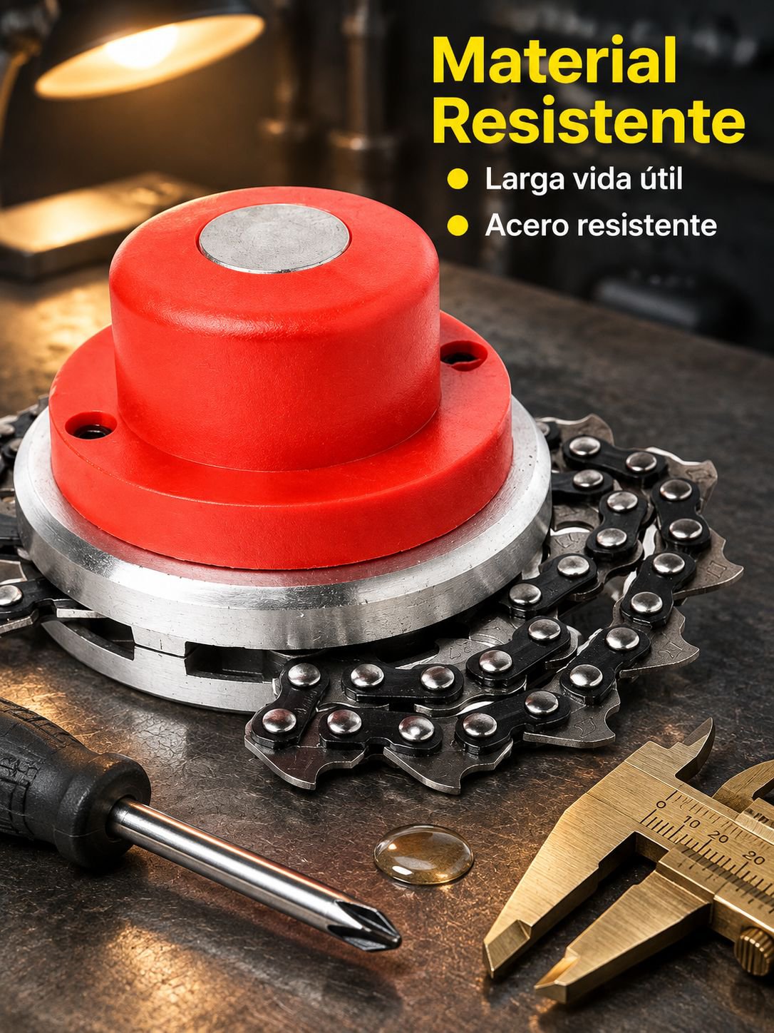 Cabezal de cadena para cortacésped, accesorio inalámbrico y resistente al desgaste