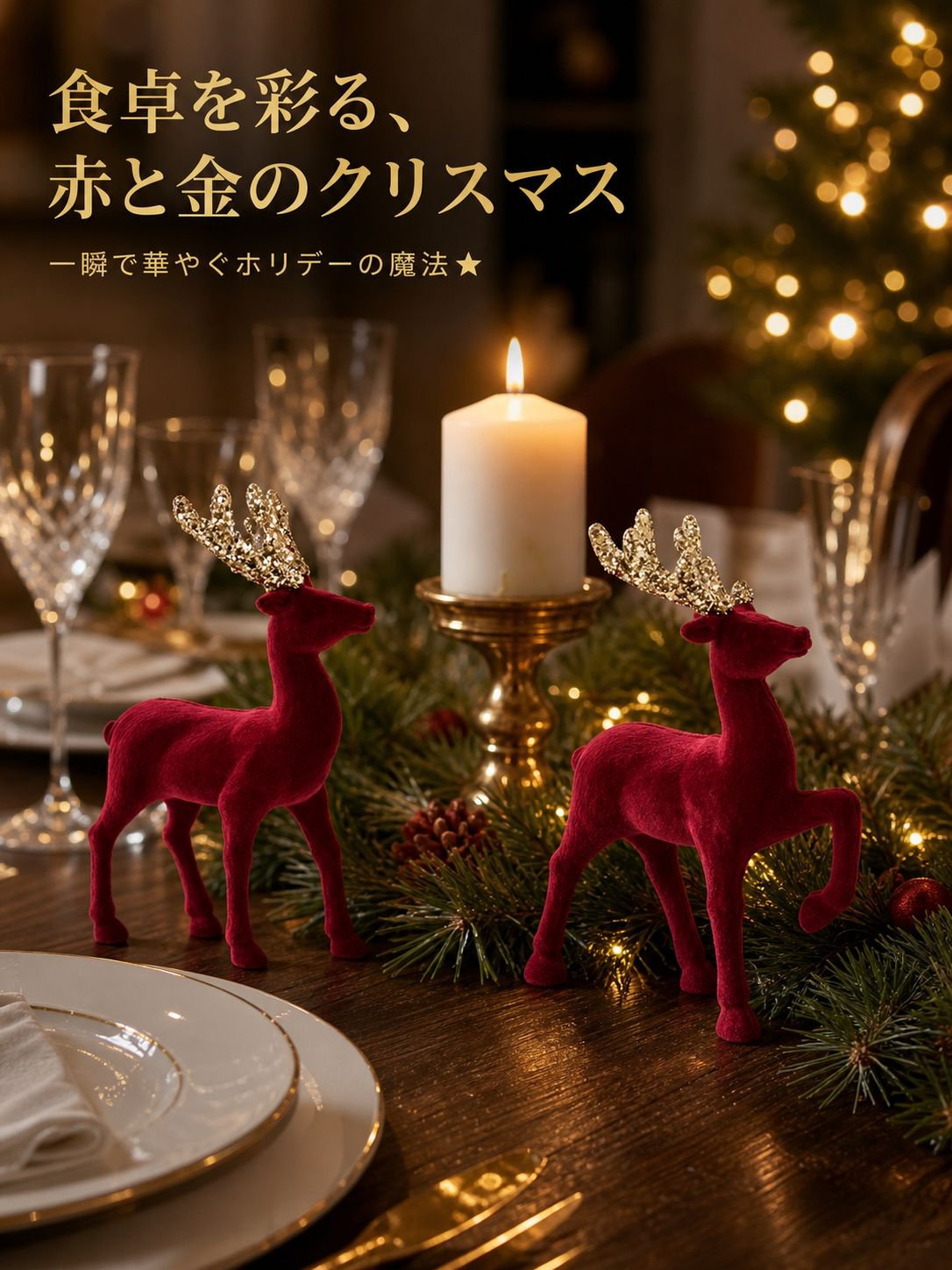 フロッキー加工の鹿のペンダント