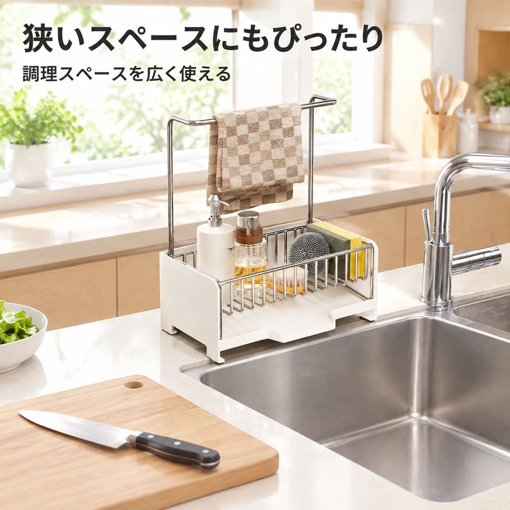 キッチンステンレスふきん水切り・スポンジ収納ラック 多機能整理ラック