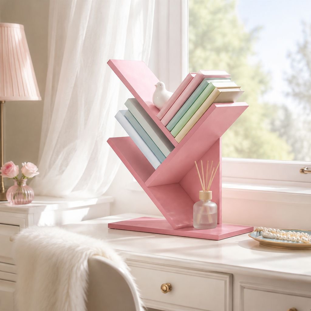Bookshelf with flexible shelves for books, files, and magazines