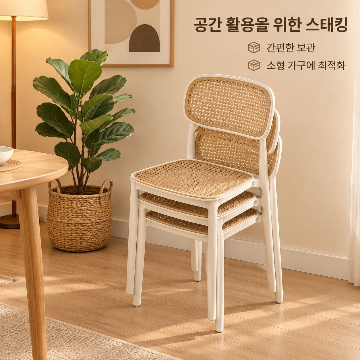 북유럽 스타일의 견고한(두께감 있는) 다이닝 체어