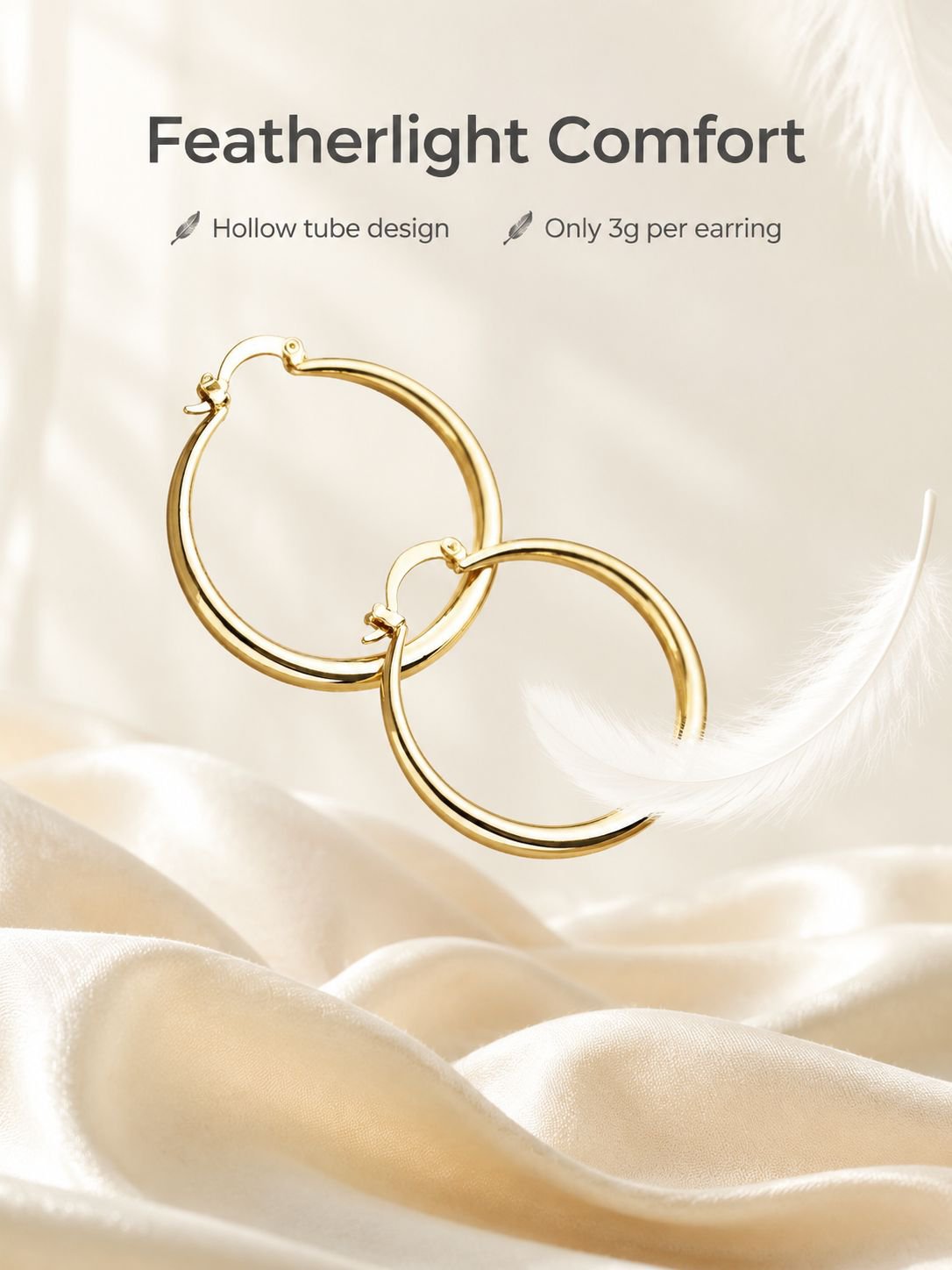 Big Circle 18K Gold Plated Hoop Huggie Earrings Simple Design For Women Girls Party Holiday Gift Ide