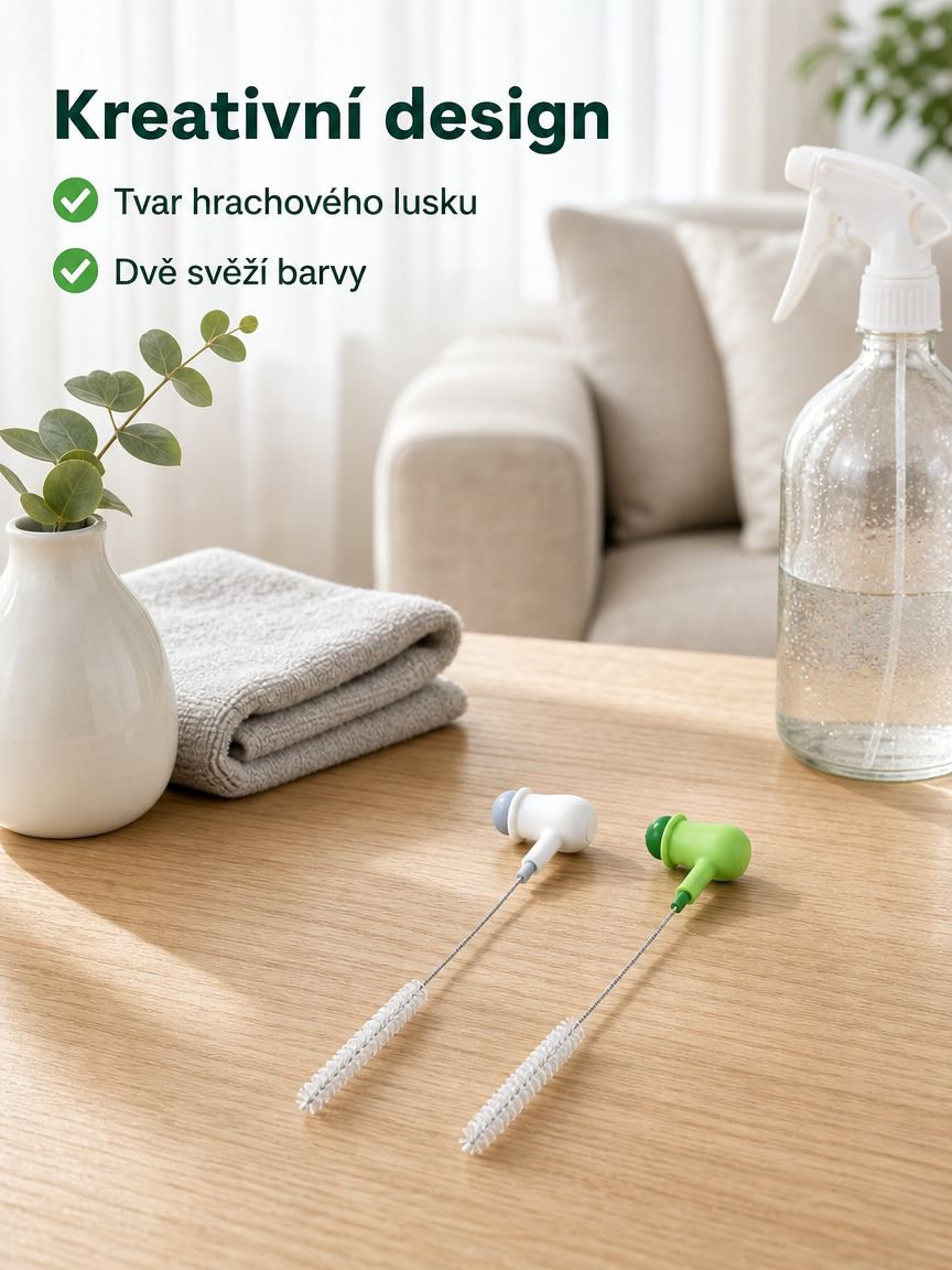 Kreativní čisticí kartáč na mezery ve tvaru hrášku, ohebný