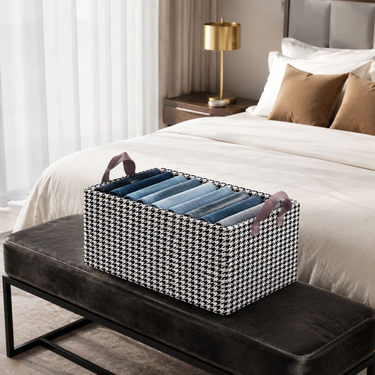 Sturdy steel frame foldable clothes storage container